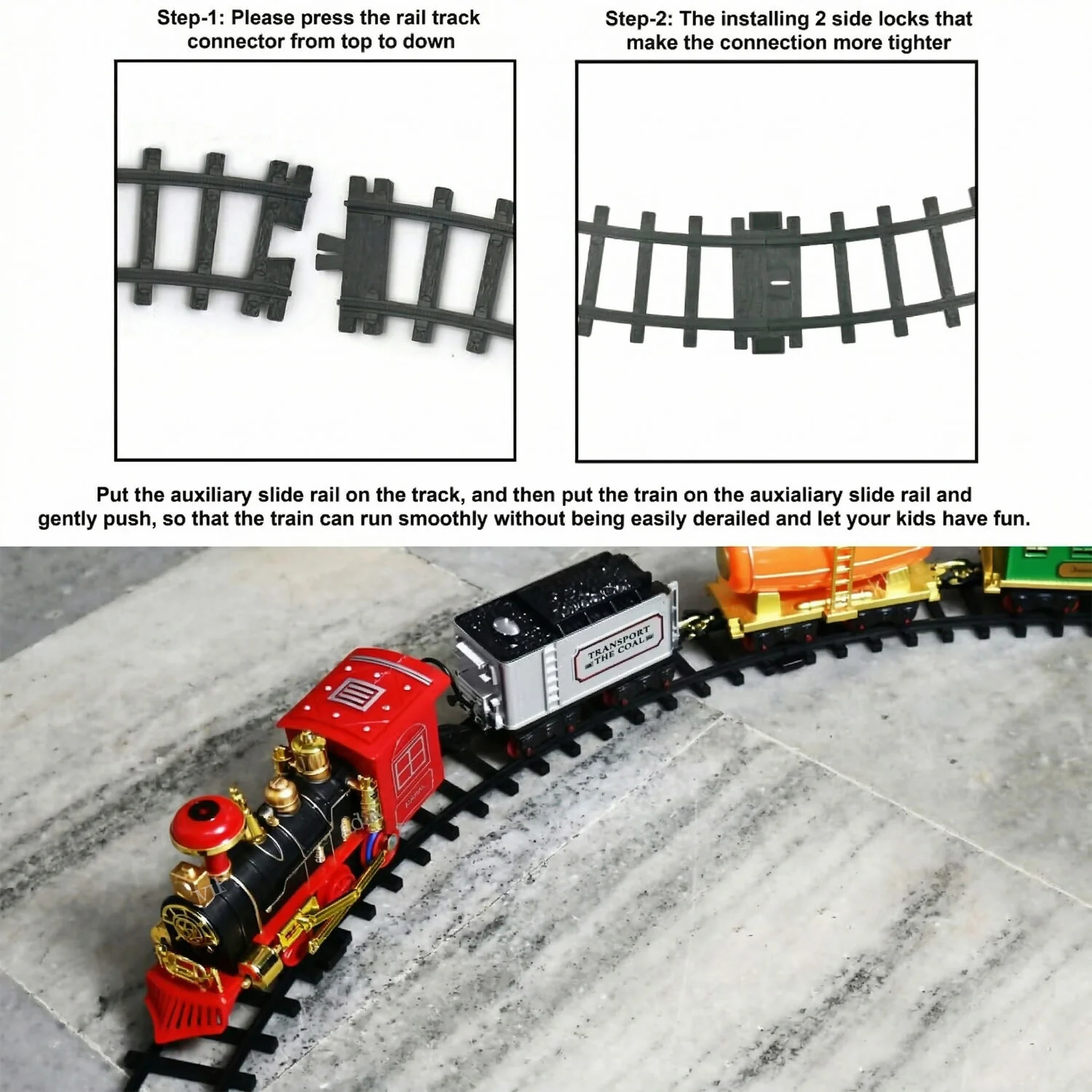Electric Musical Choo Choo Train Toy Set with Track – Light & Sound Kids Play Train Set - Image 6
