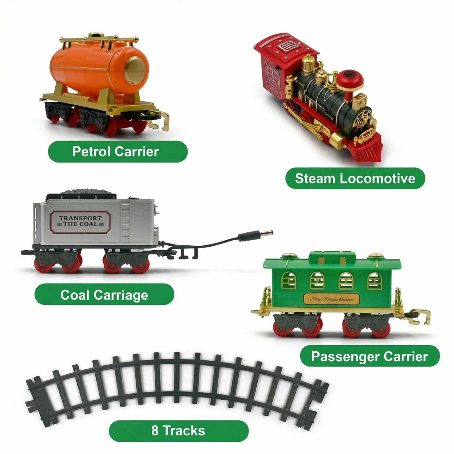 Electric Musical Choo Choo Train Toy Set with Track – Light & Sound Kids Play Train Set - Image 7