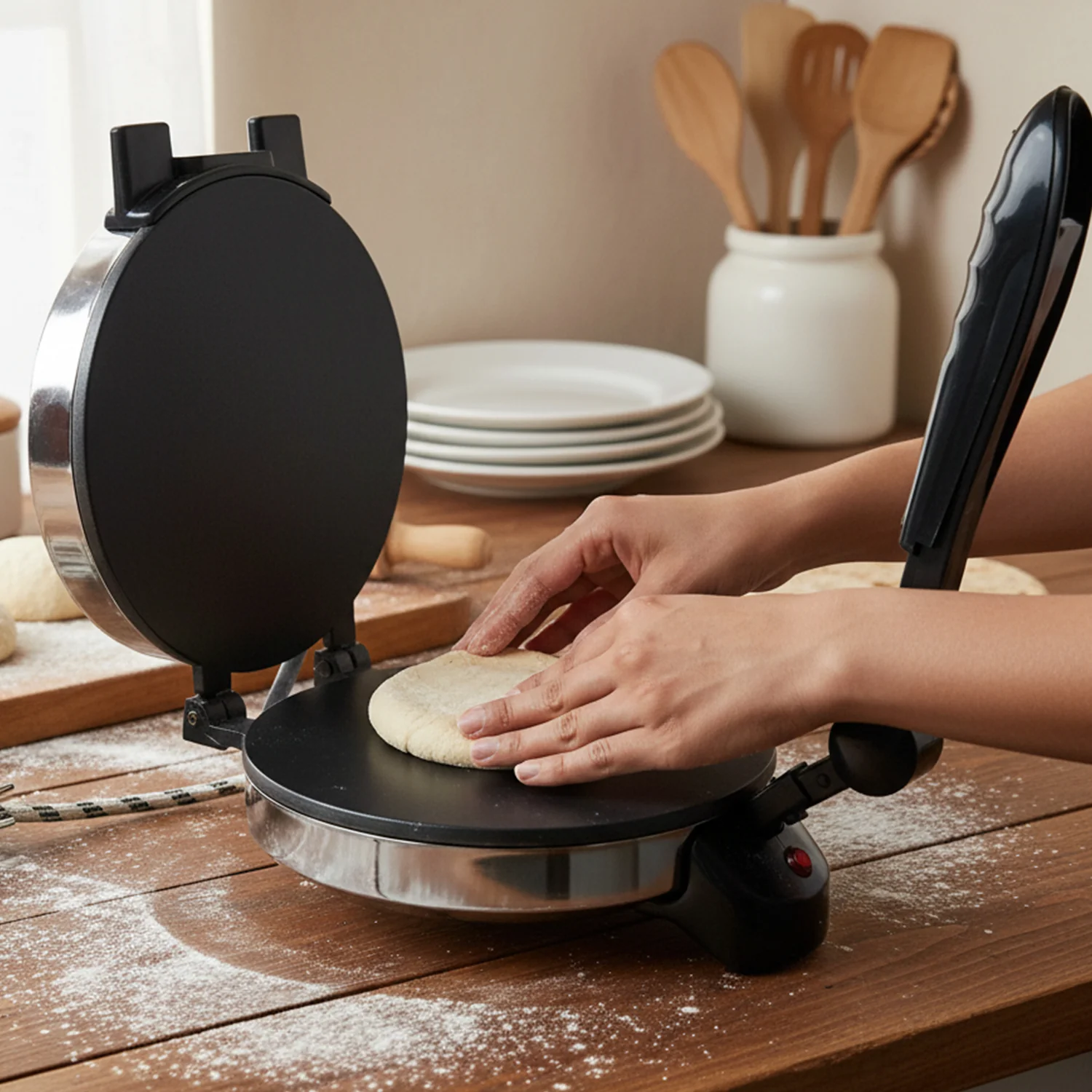Electric Roti Maker with Stainless Steel Heating Plate (1 Pc) - Image 3