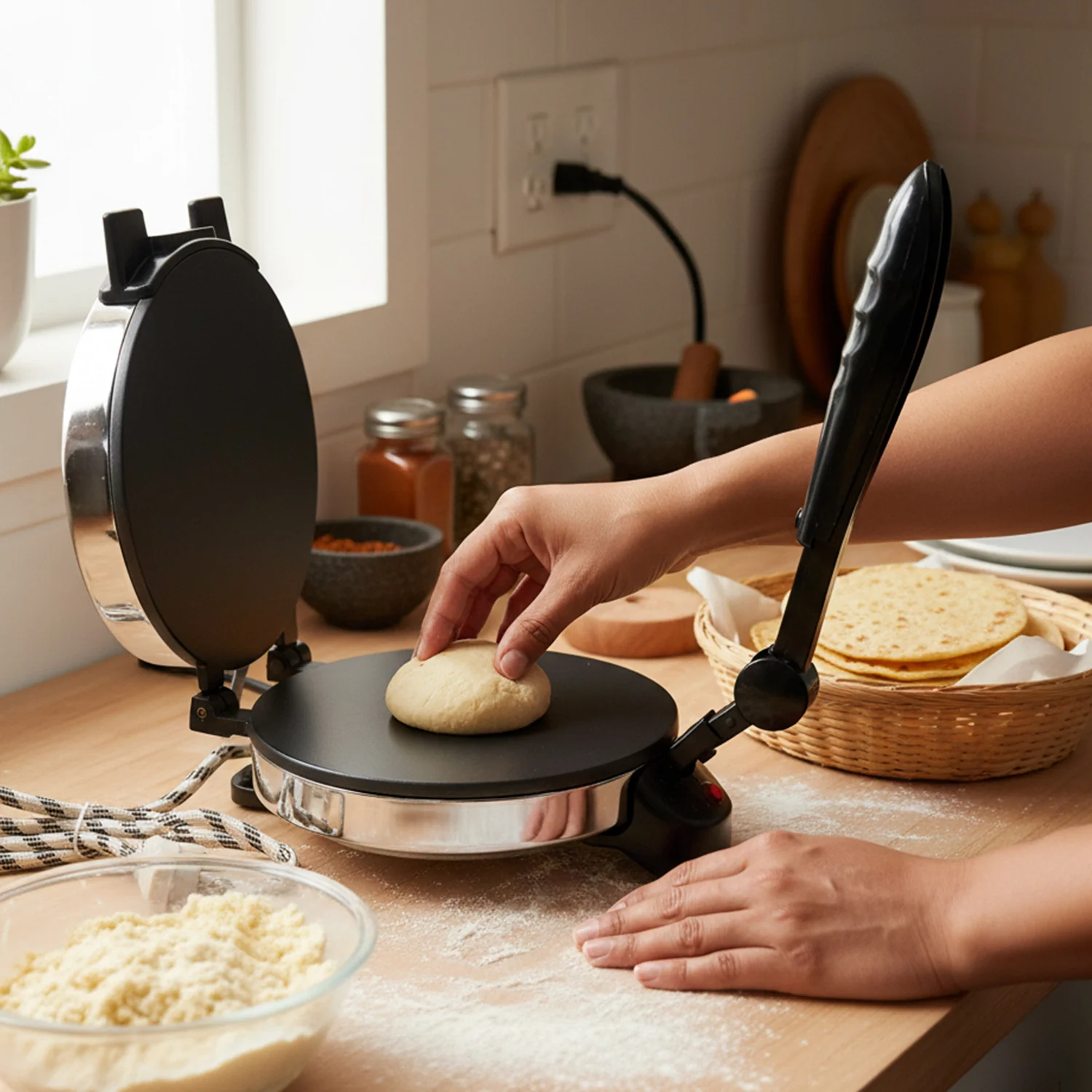 Electric Roti Maker with Stainless Steel Heating Plate (1 Pc) - Image 4