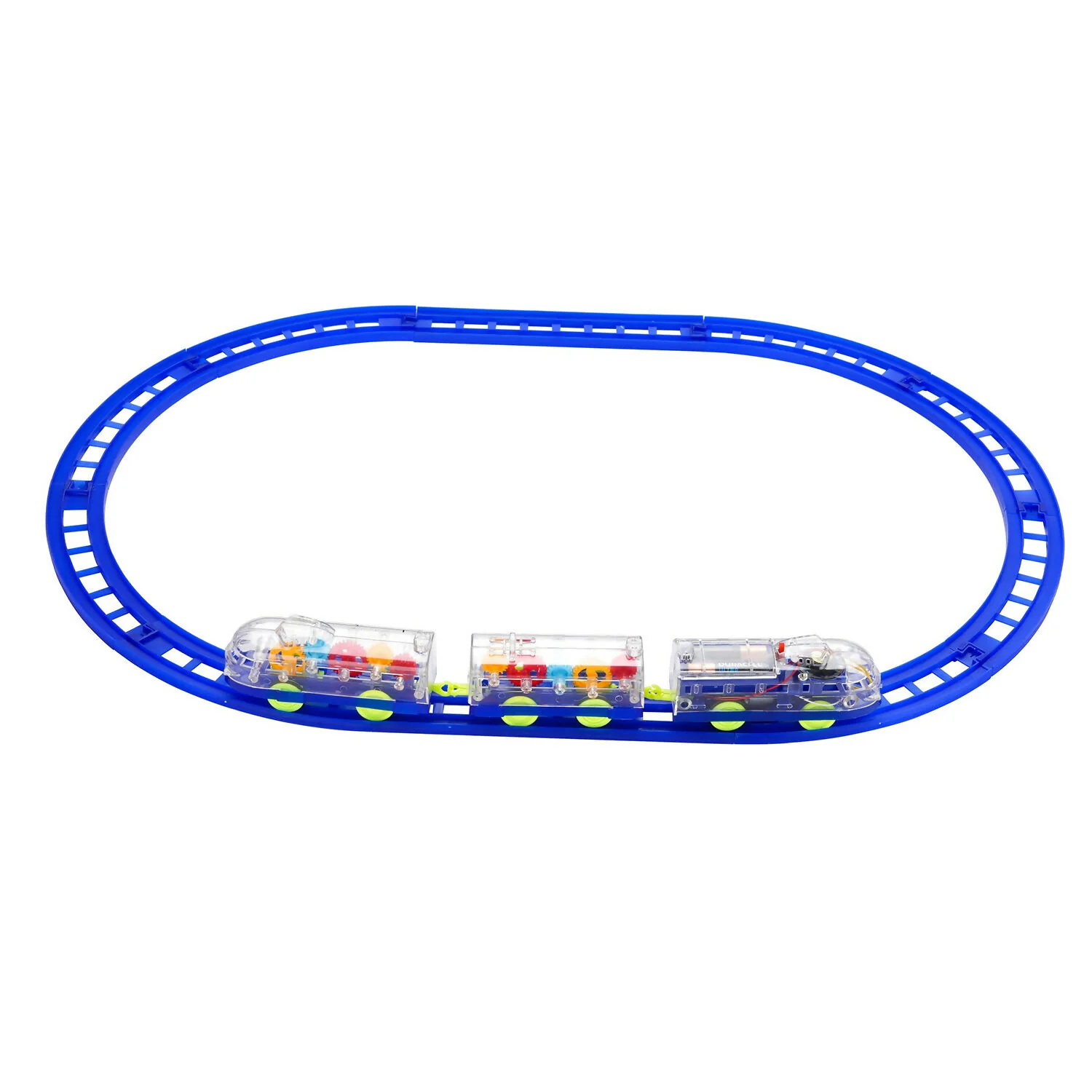 Interactive Train Set with Tracks, Lights & Music – Battery Operated, Transparent Design for Kids - Image 8