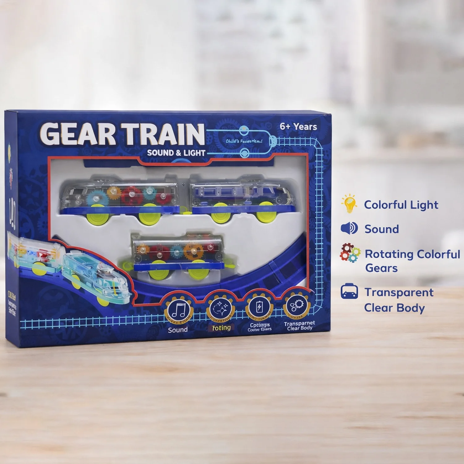 Interactive Train Set with Tracks, Lights & Music – Battery Operated, Transparent Design for Kids - Image 9