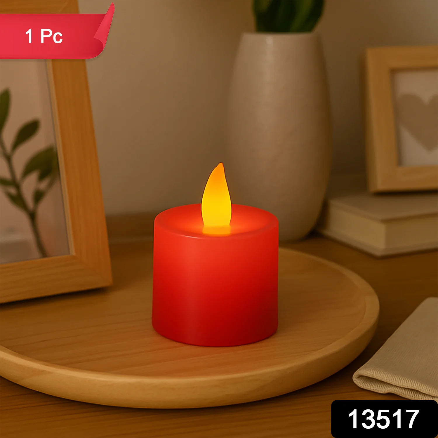 Electrical Candles Diya LED Tea Light, Diwali(1 Pc / Red) - Image 2