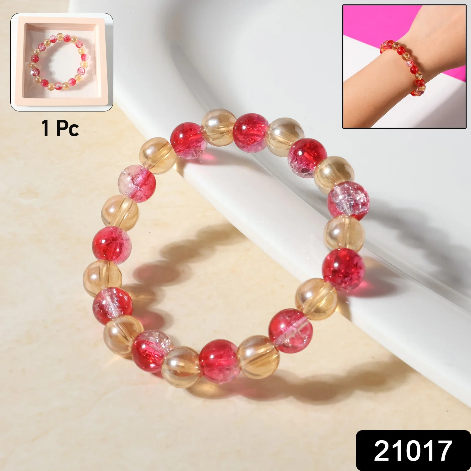 Elegant Beaded Stretch Bracelet (1 Pc) - Image 2