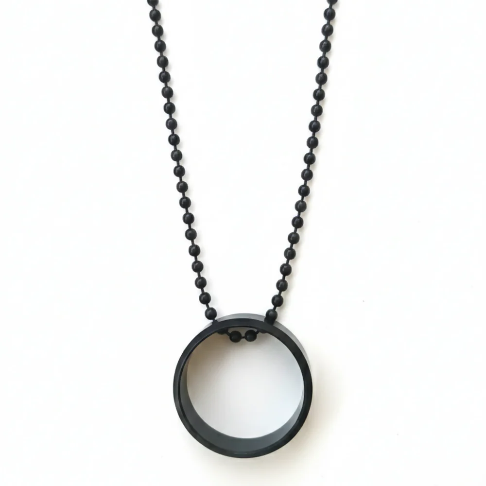 Elegant Big Black Round Shape Pendant Necklace for Men - Image 4