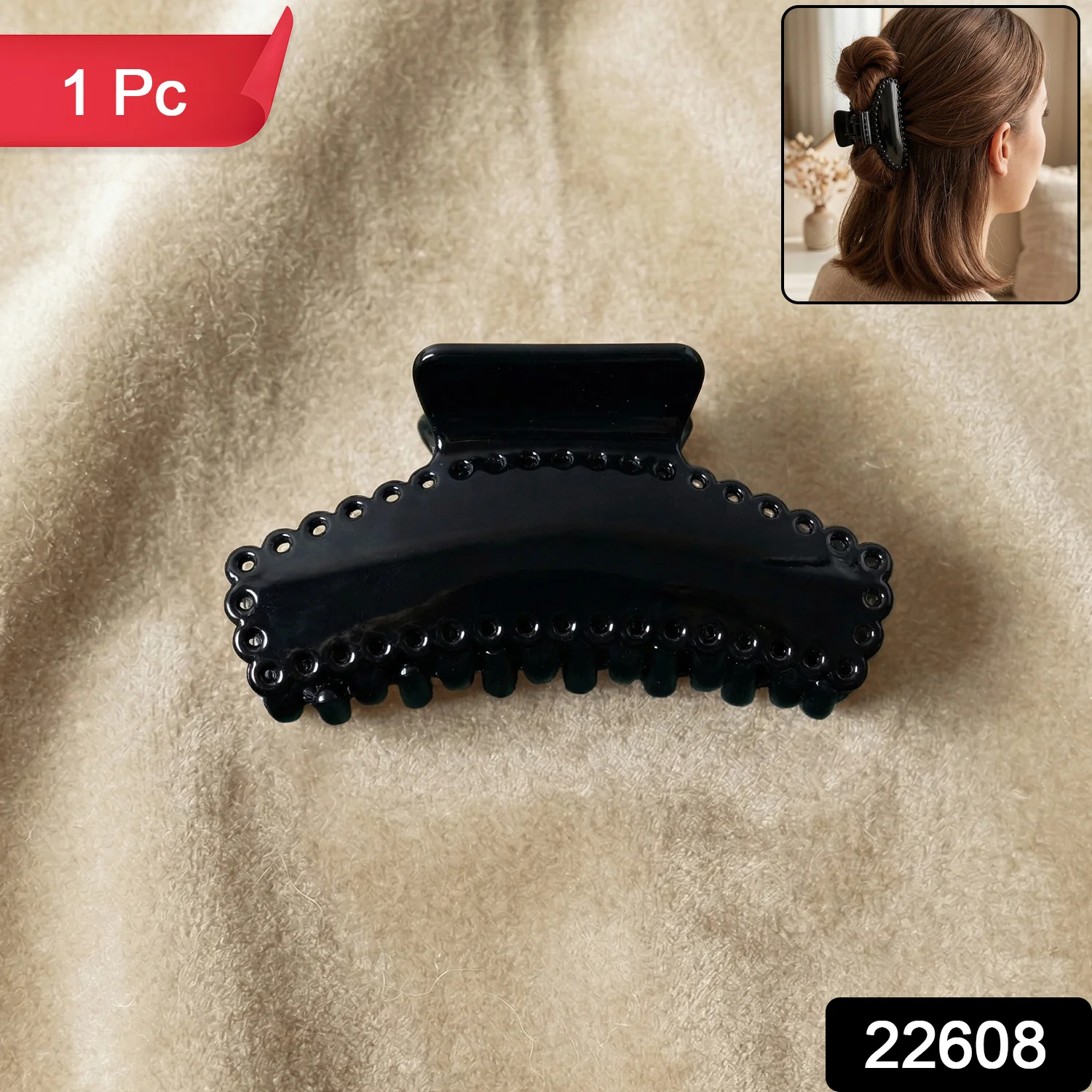 Elegant Black Hair Claw Clip (1 Pc) - Image 2