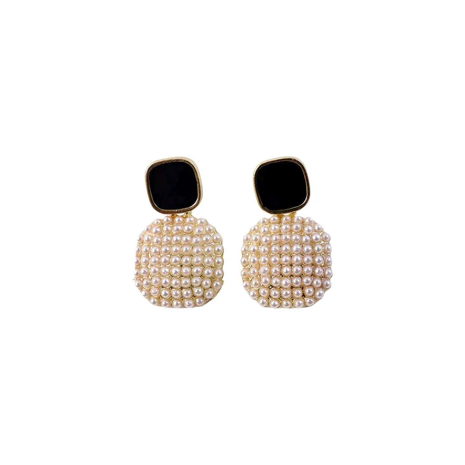 Elegant Black & Pearl Statement Drop Earrings for Women - Image 5