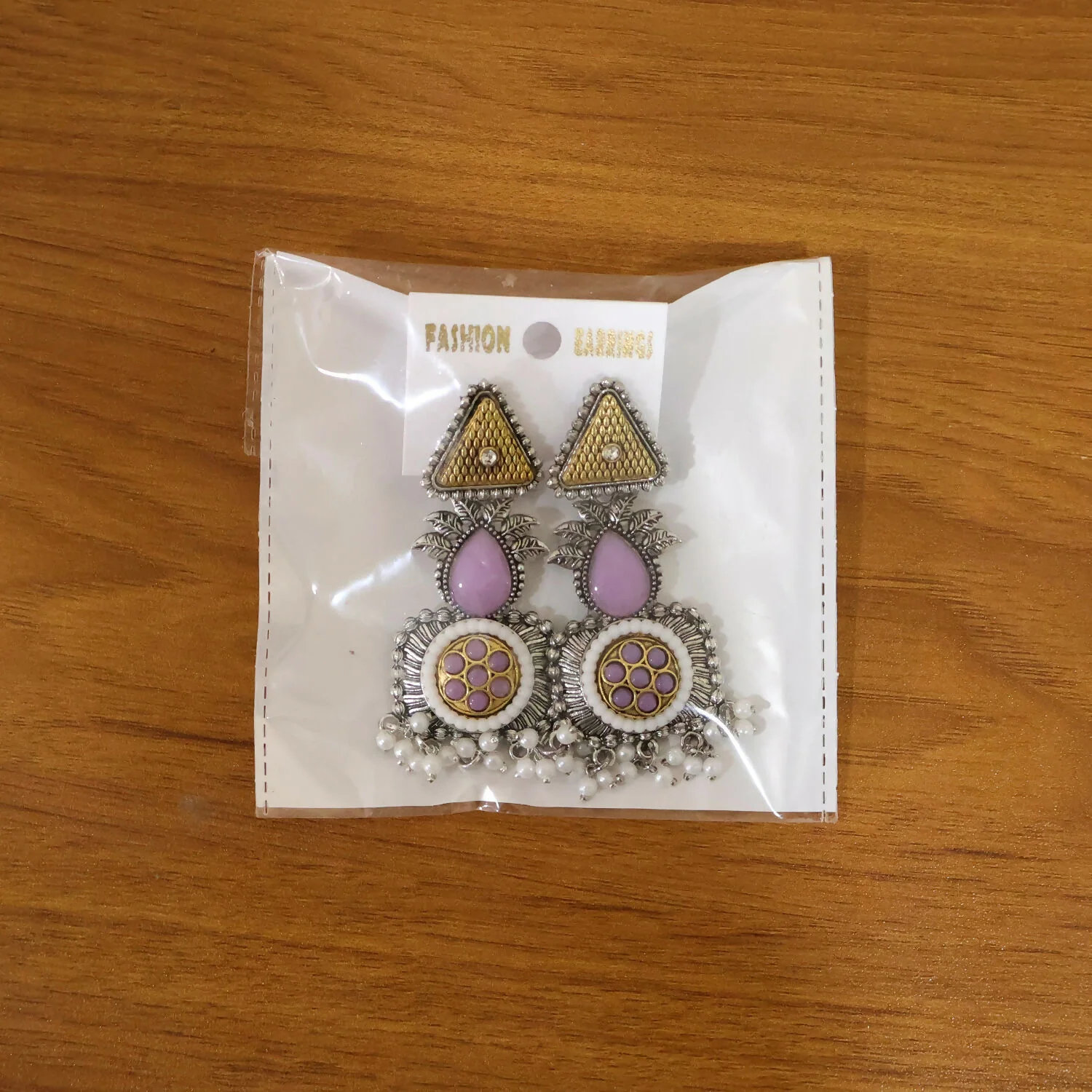 Elegant Blush Pink & Pearl Embellished Statement Drop Earrings with Antique Silver Finish and Intricate Floral Filigree Design - Image 6