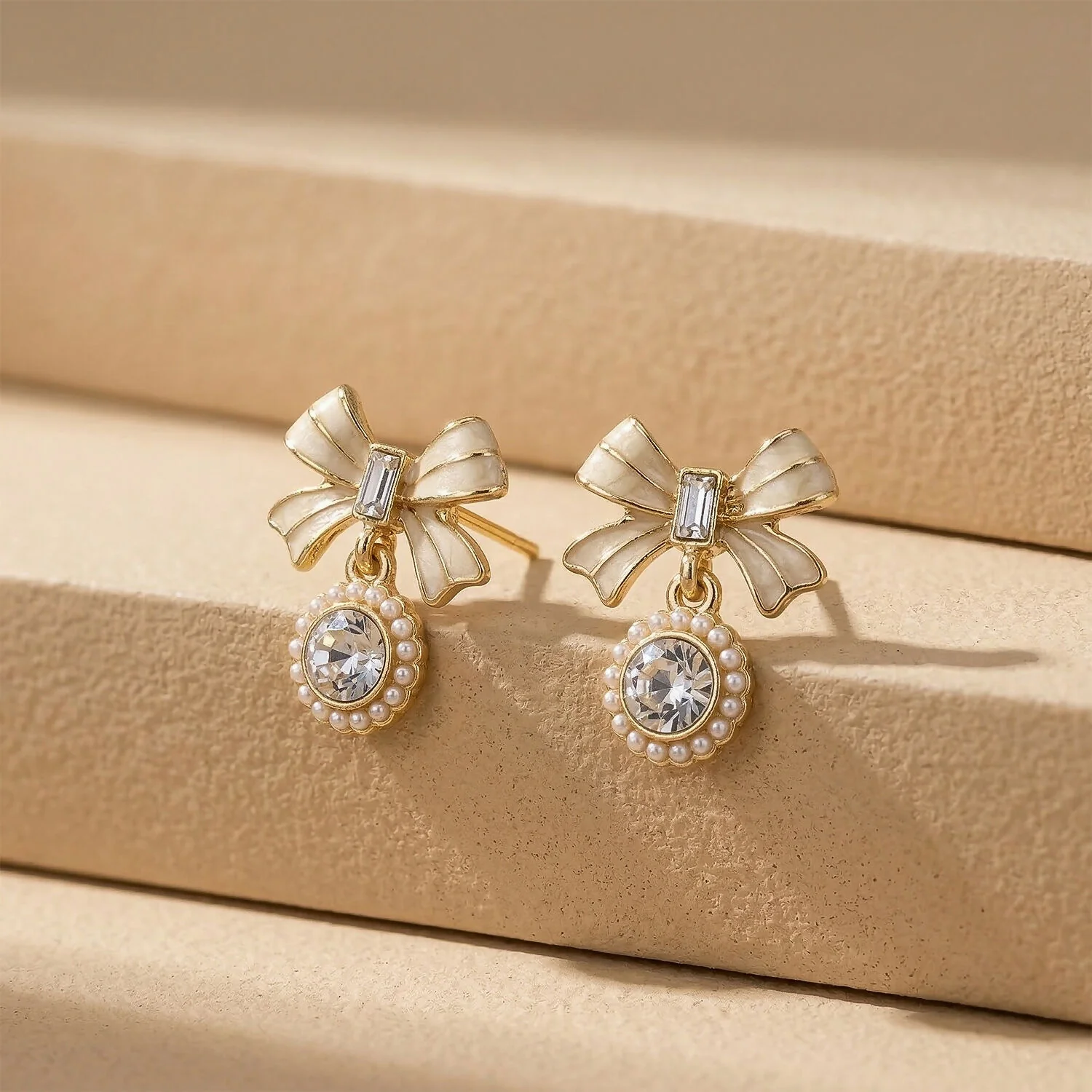 Elegant Bow Crystal Drop Earrings for Women For Girls - Image 3