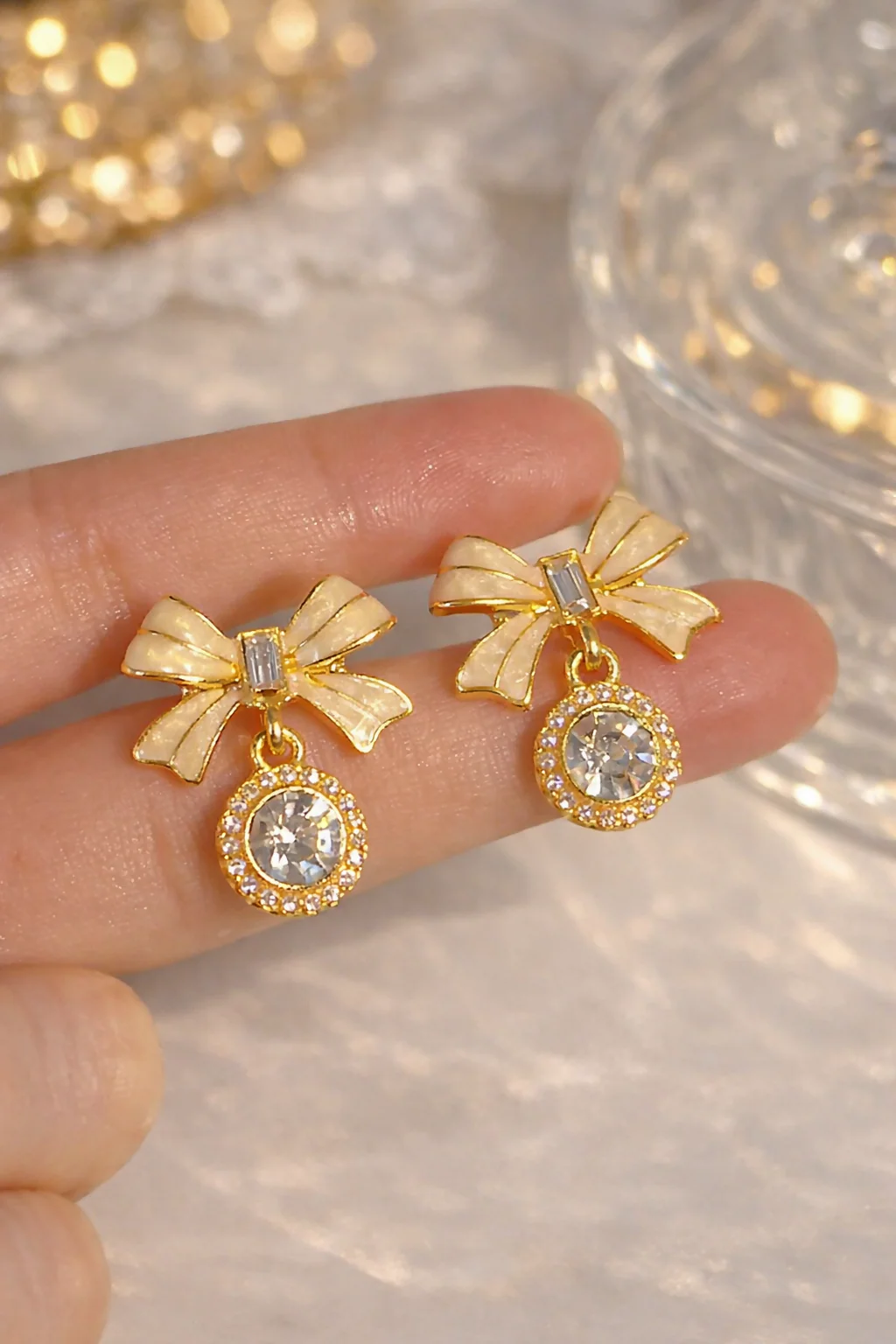 Elegant Bow Crystal Drop Earrings for Women For Girls - Image 5