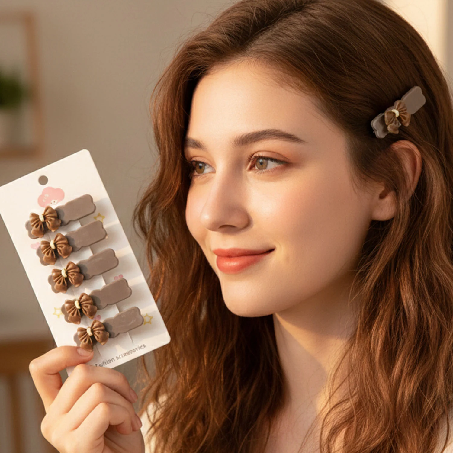 Elegant Bow Design Decorative Hair Clip Set (5 Pc) - Image 3