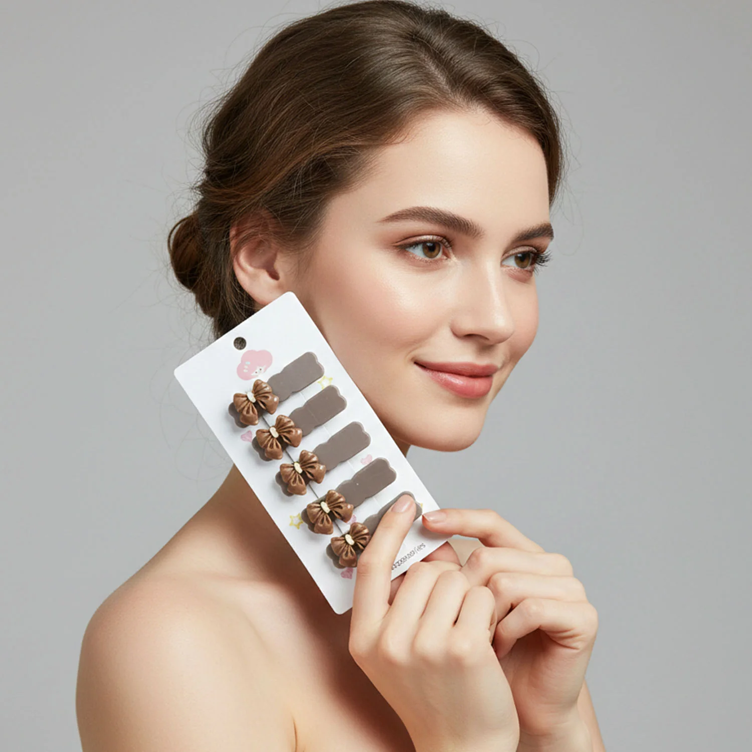 Elegant Bow Design Decorative Hair Clip Set (5 Pc) - Image 7