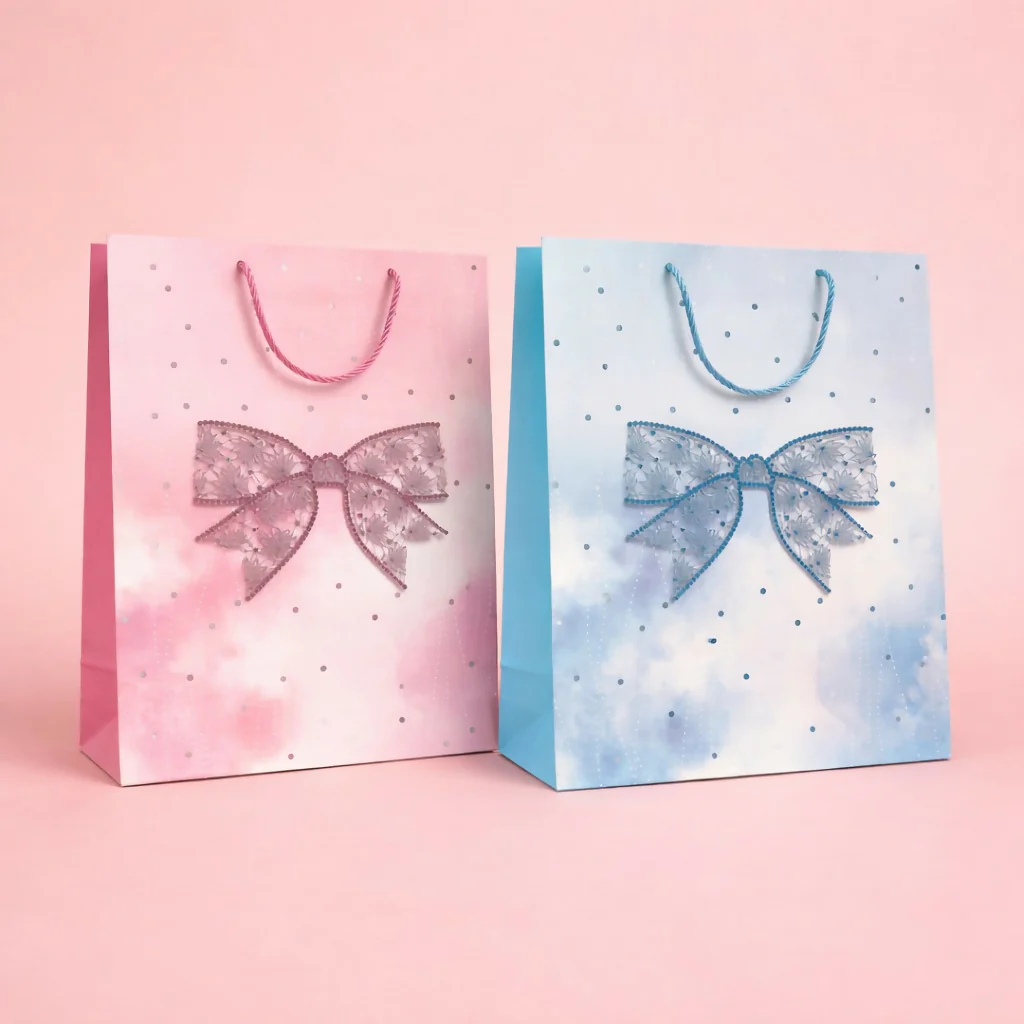 Elegant Bow Design Gift Paper Bag with Handle for Gifting - Image 2