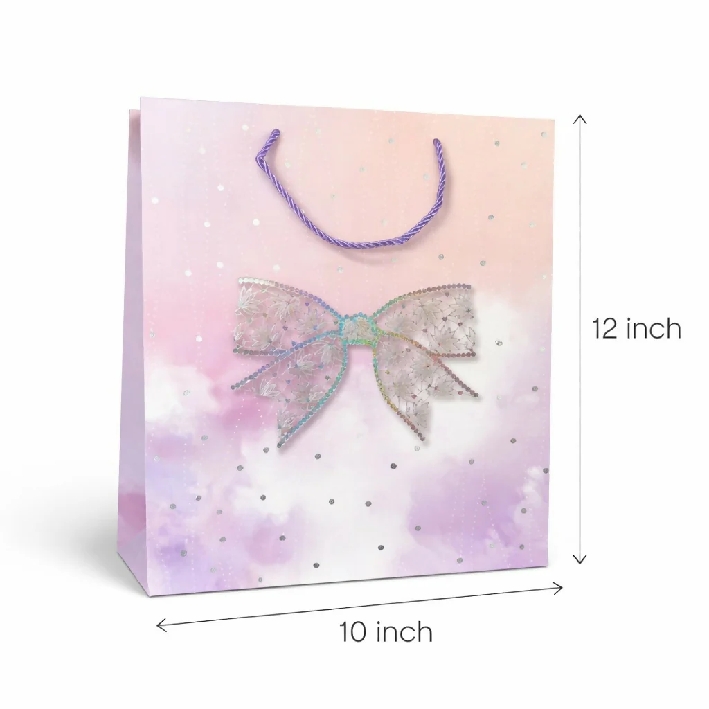 Elegant Bow Design Gift Paper Bag with Handle for Gifting - Image 4