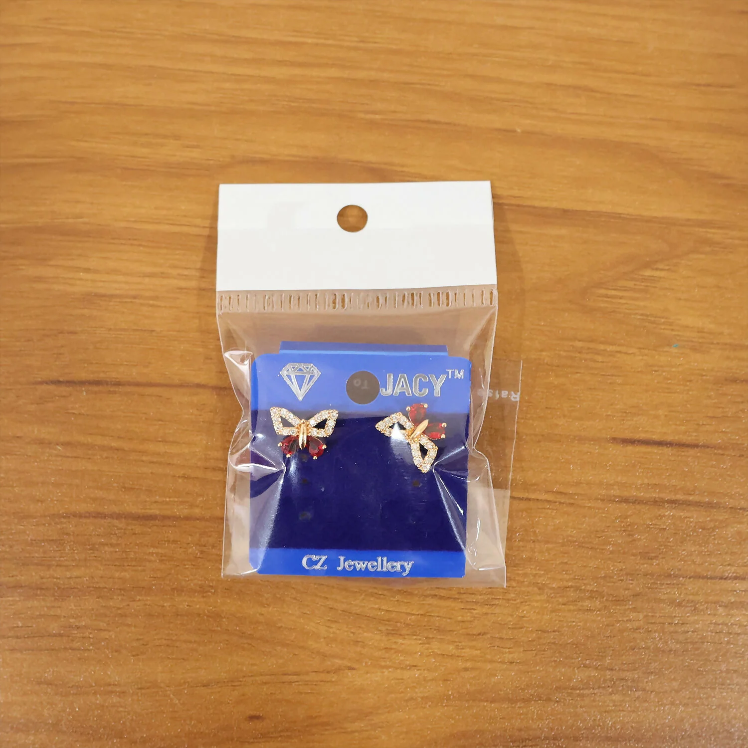 Butterfly Shape CZ Stud Earrings with Red Stone for Women & Girls - Image 6