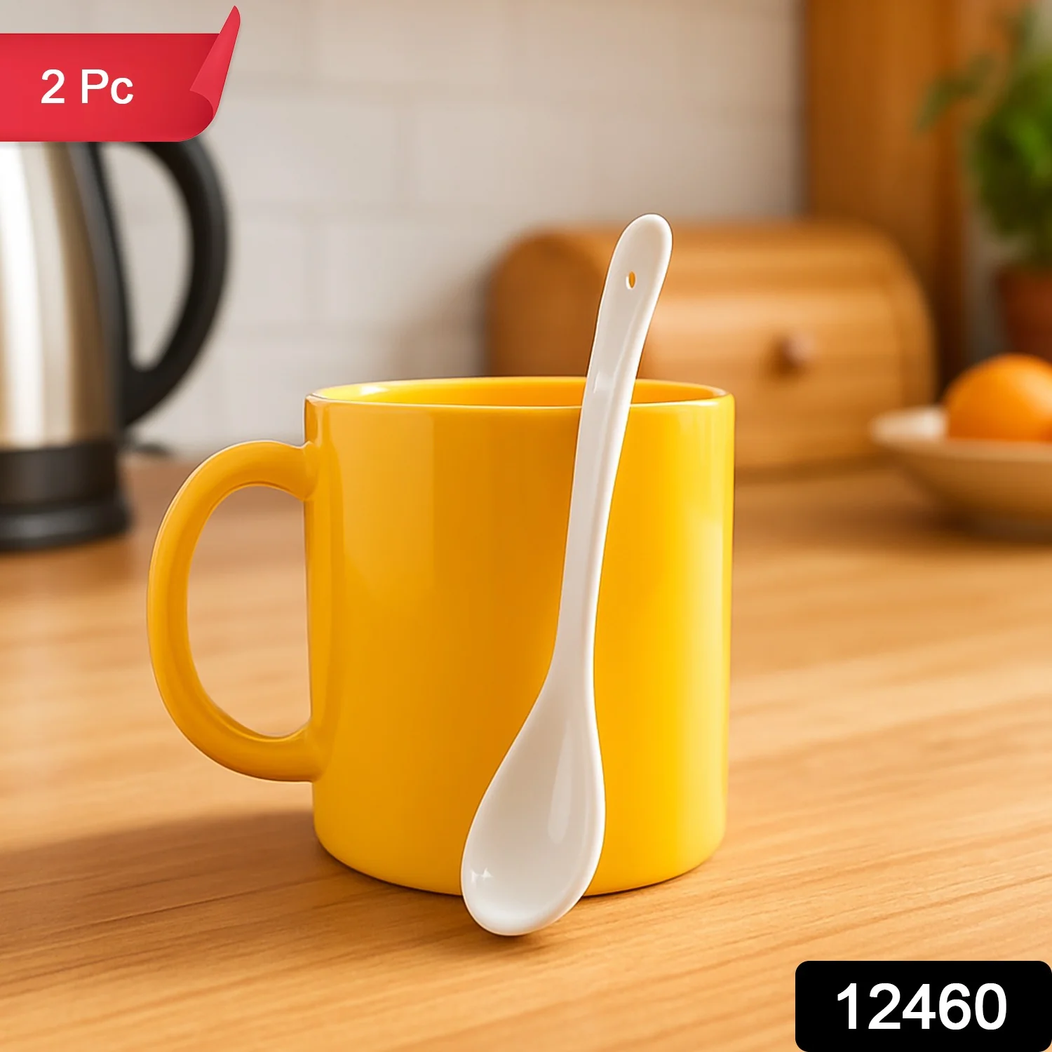Elegant Plastic Mug with Matching Spoon - Image 2