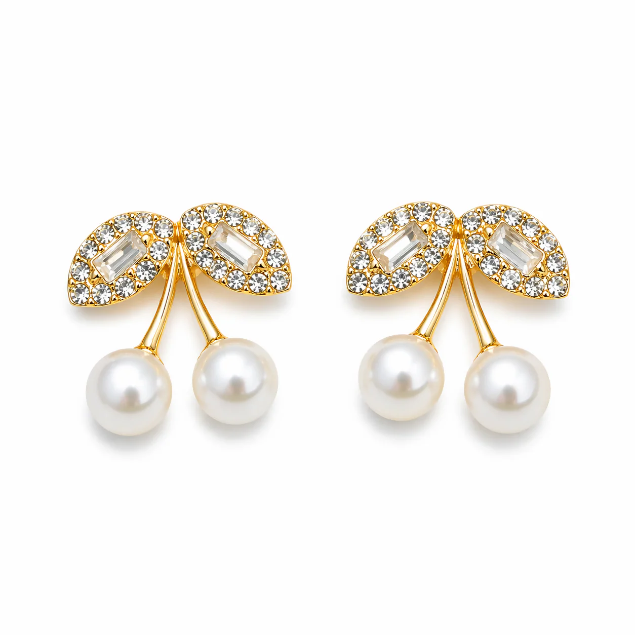 Elegant Cherry Pearl Drop Earrings for Women Gold Plated Korean Style Jewelry - Image 4