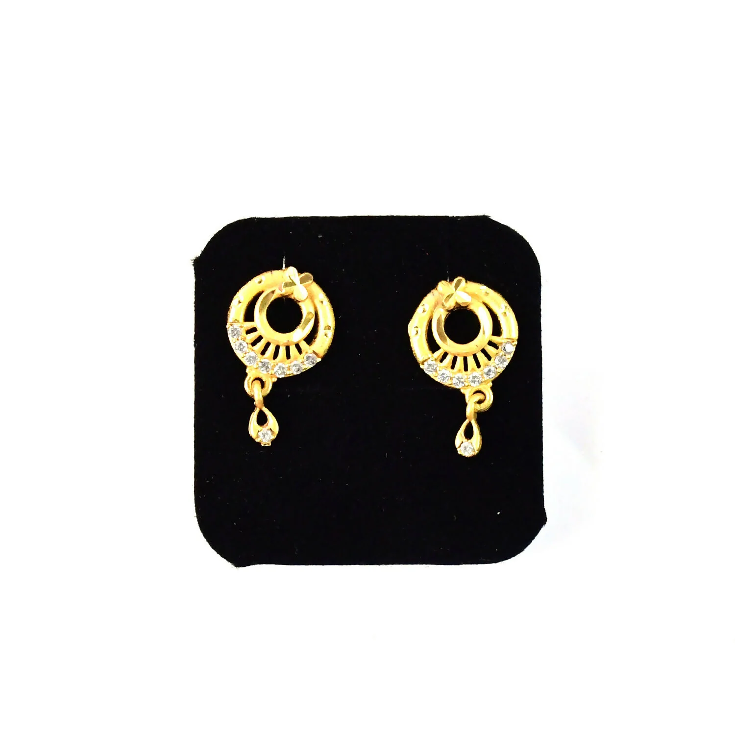 Elegant Circular Drop Earrings with Crystal Accents – Classic Party Wear - Image 5