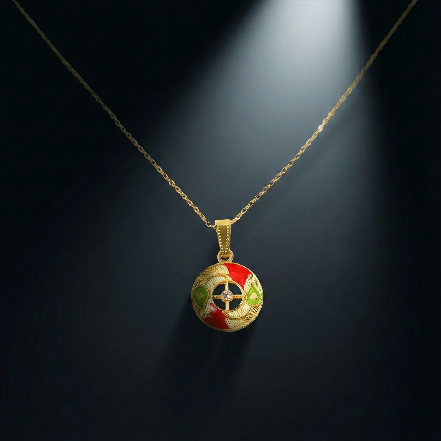 Elegant Circular Motif Pendant Necklace with Chain for Women - Image 4