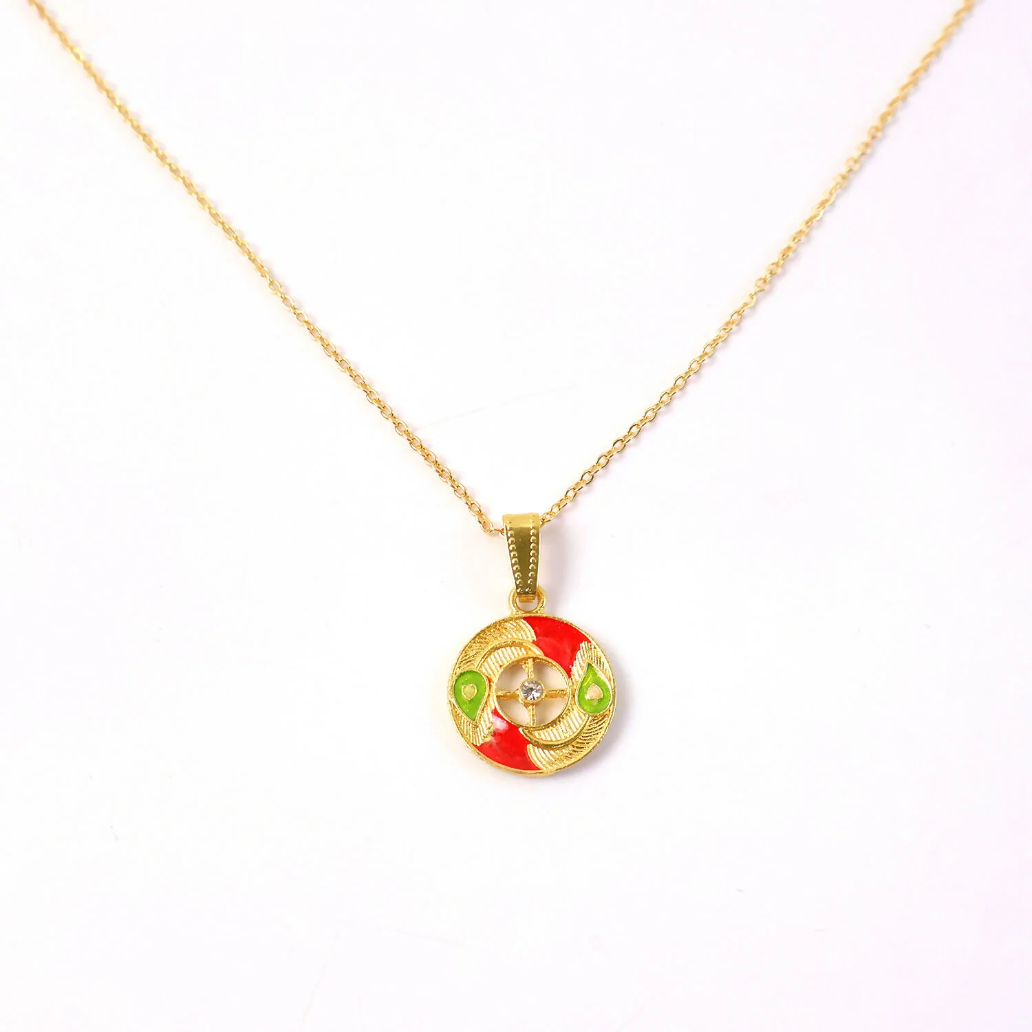 Elegant Circular Motif Pendant Necklace with Chain for Women - Image 6