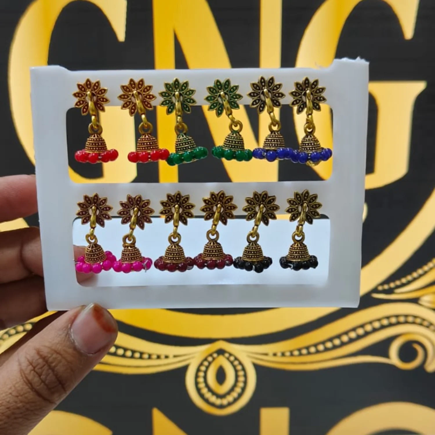ELEGANT COLOURFULL JHUMKA WITH COMBO OF 6 PAIRS - Image 4