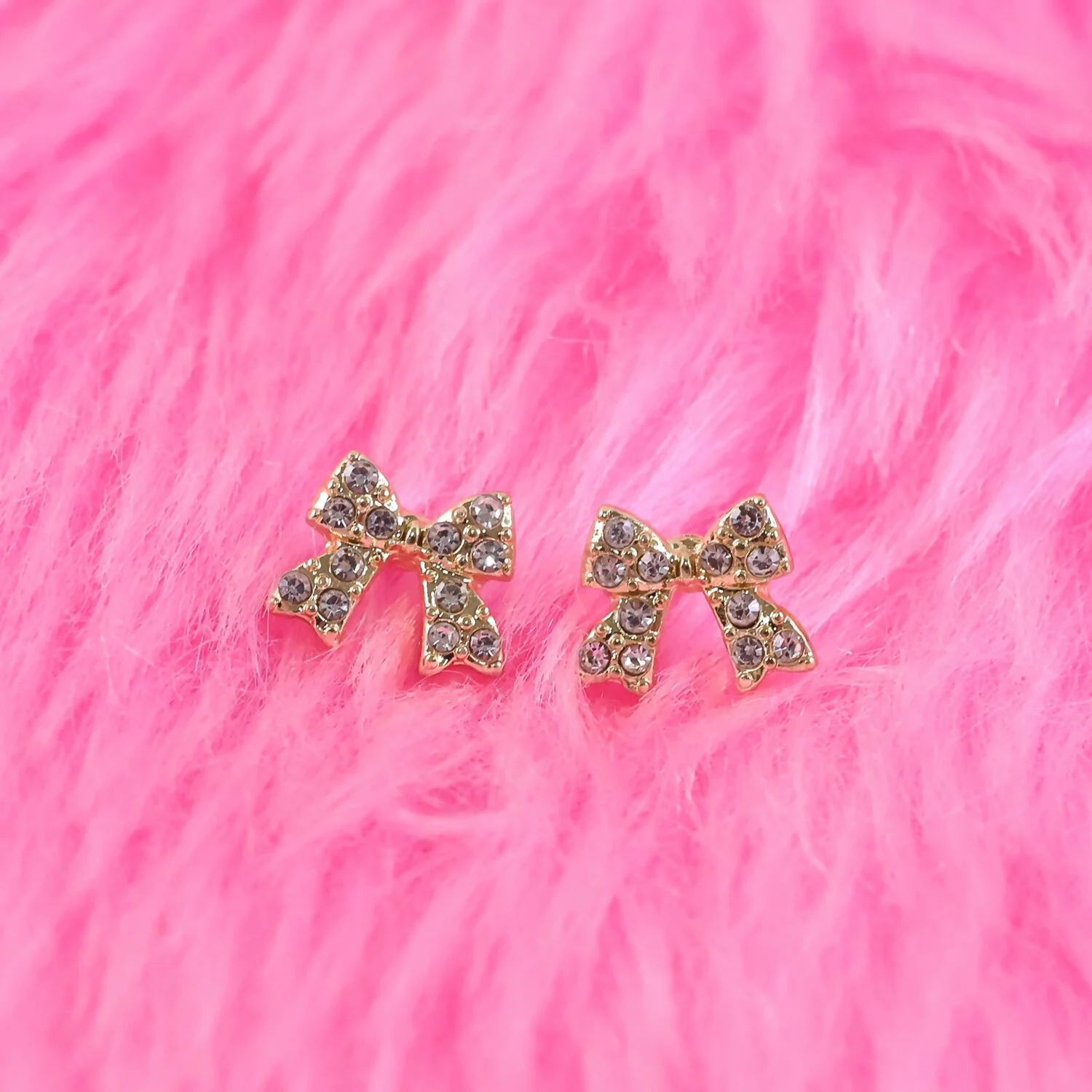 Elegant Crystal Bow Stud Earrings for Women | Gold Plated Rhinestone Ribbon Earrings | Cute Korean Style Party & Daily Wear - Image 4