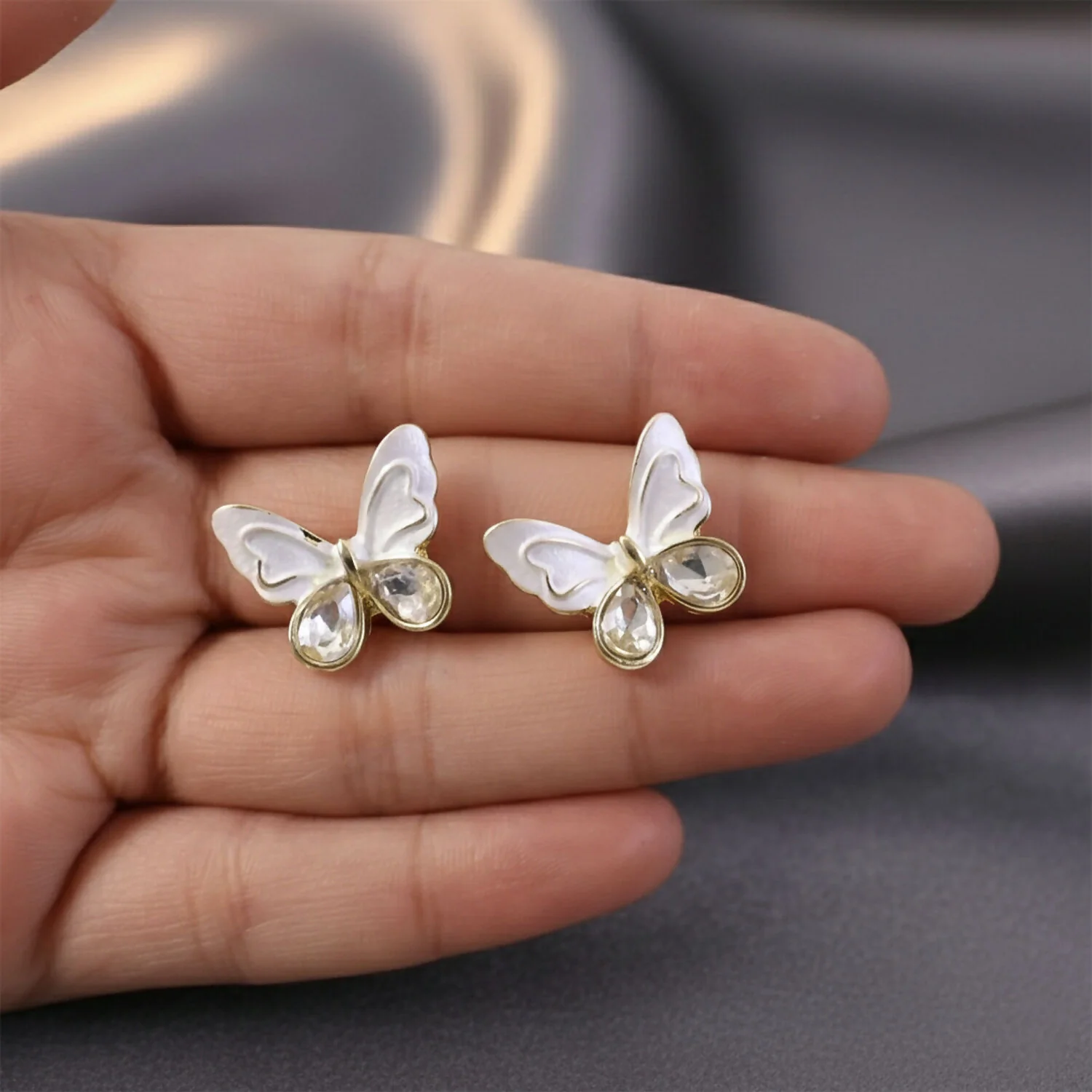 Elegant Crystal Butterfly Stud Earrings for Women And Girls - Image 2