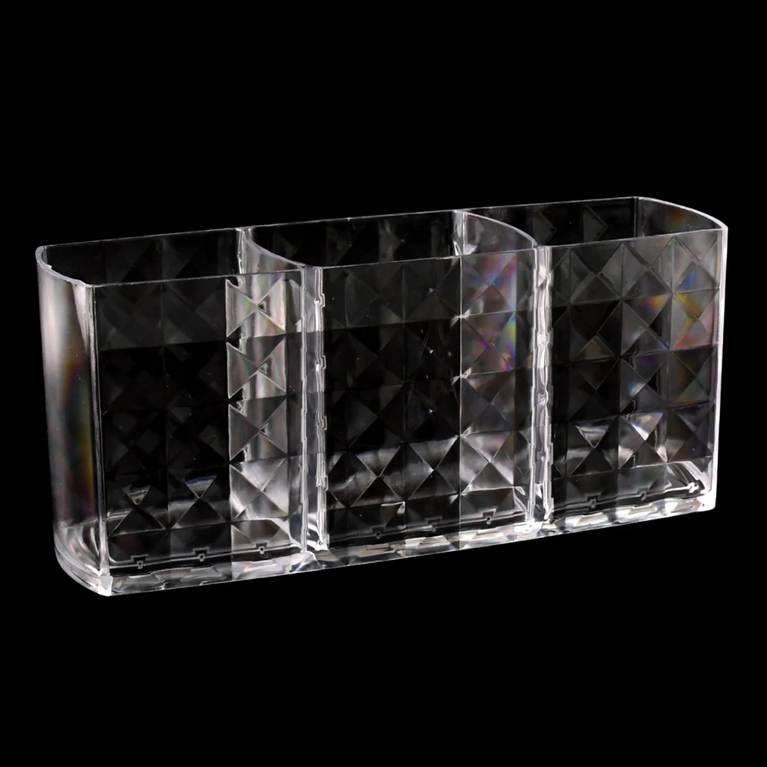 Elegant Crystal-Effect 3-Compartment Acrylic Makeup Brush Holder (1 Pc) - Image 5