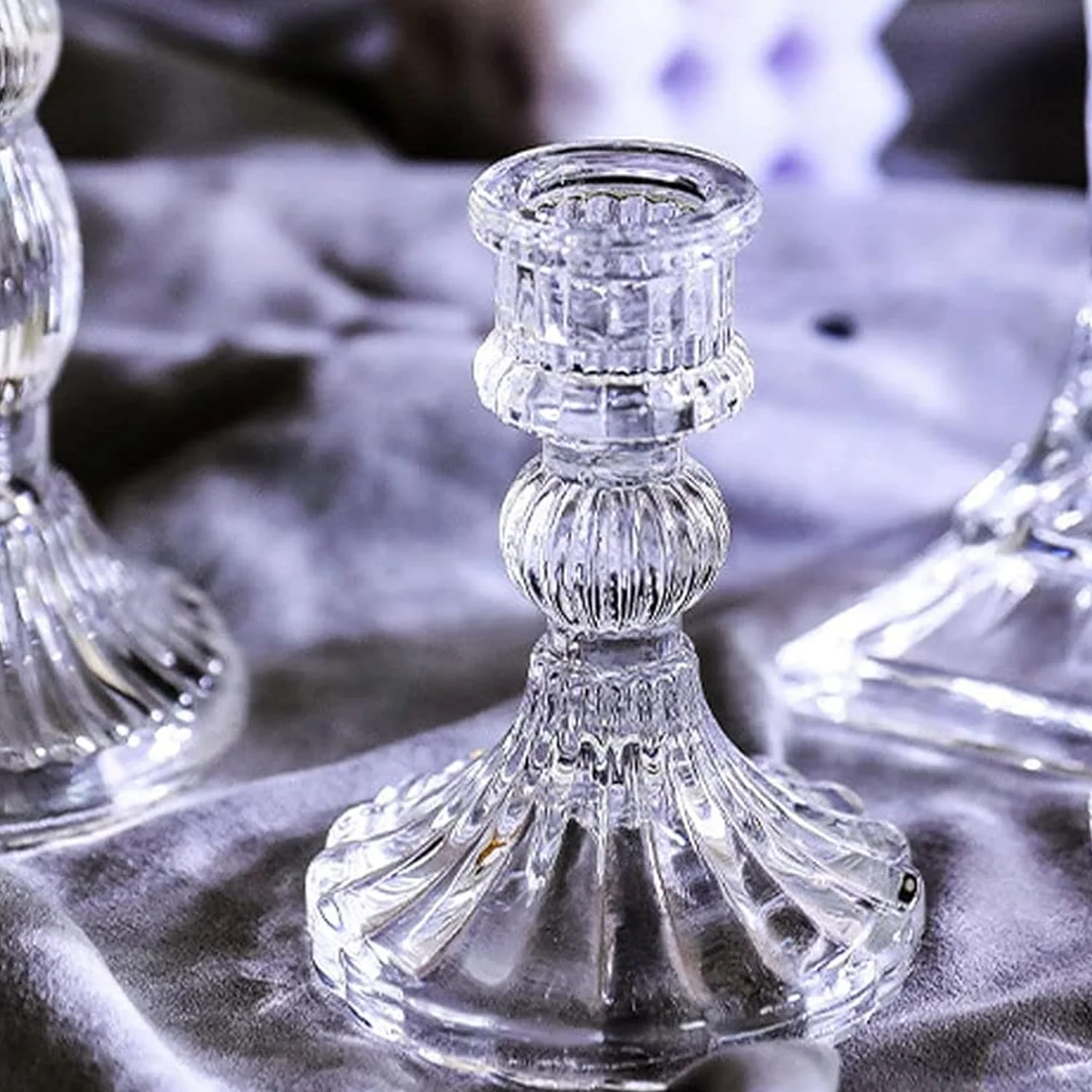 Elegant Crystal Glass Candle Holder Stand (1 Pc) - Image 6
