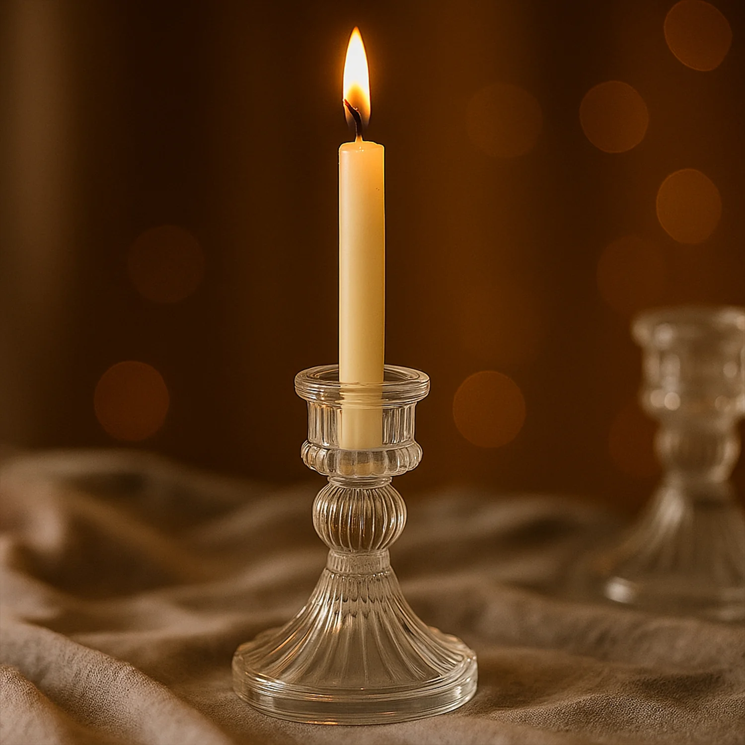 Elegant Crystal Glass Candle Holder Stand (1 Pc) - Image 9