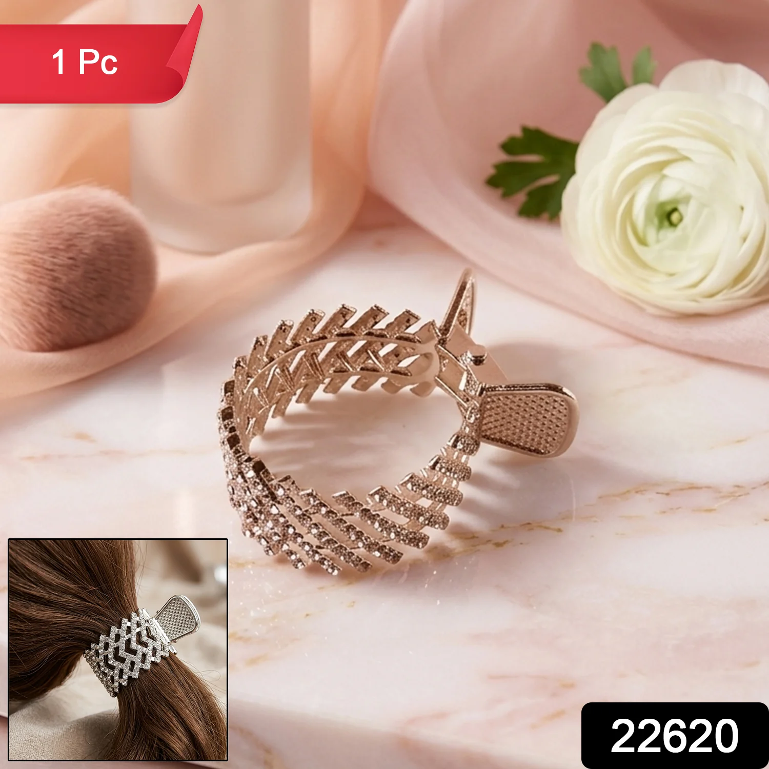 Elegant Crystal Studded Metal Hair Claw Clip (1 Pc) - Image 2
