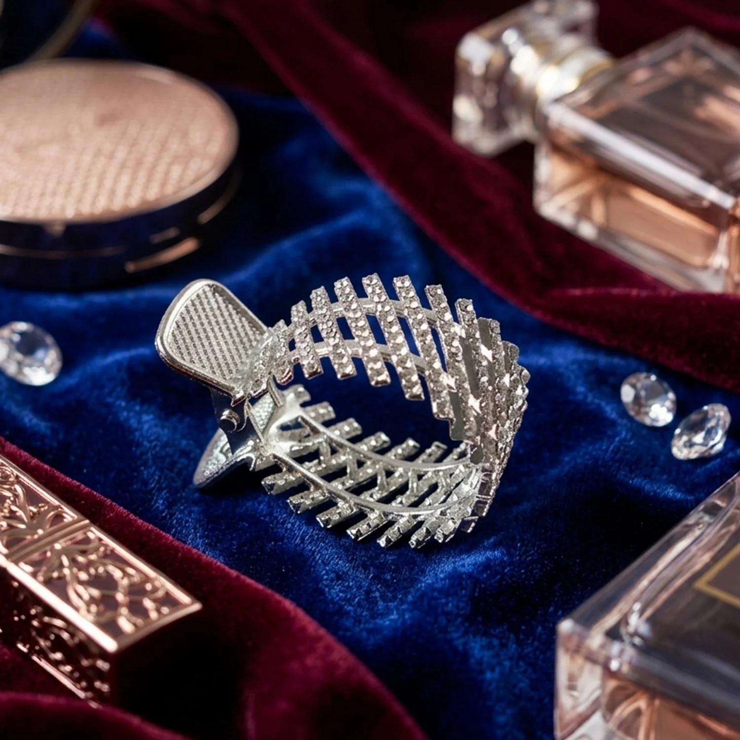 Elegant Crystal Studded Metal Hair Claw Clip (1 Pc) - Image 3
