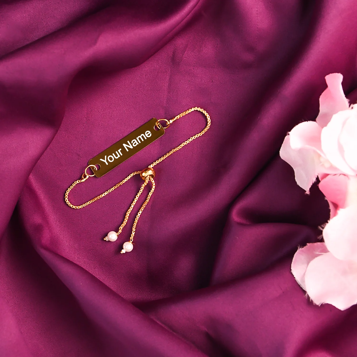Custom Gold-Tone Adjustable Name Bracelet – Personalized Unisex Jewelry - Image 2
