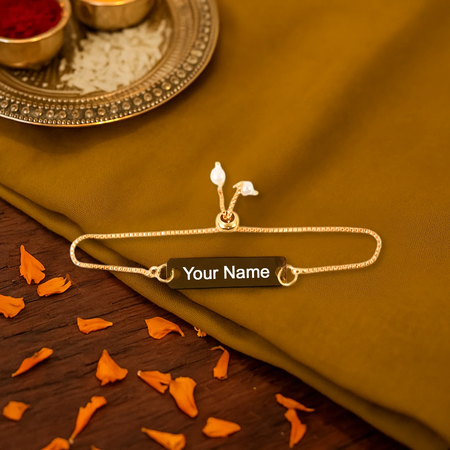 Custom Gold-Tone Adjustable Name Bracelet – Personalized Unisex Jewelry - Image 3