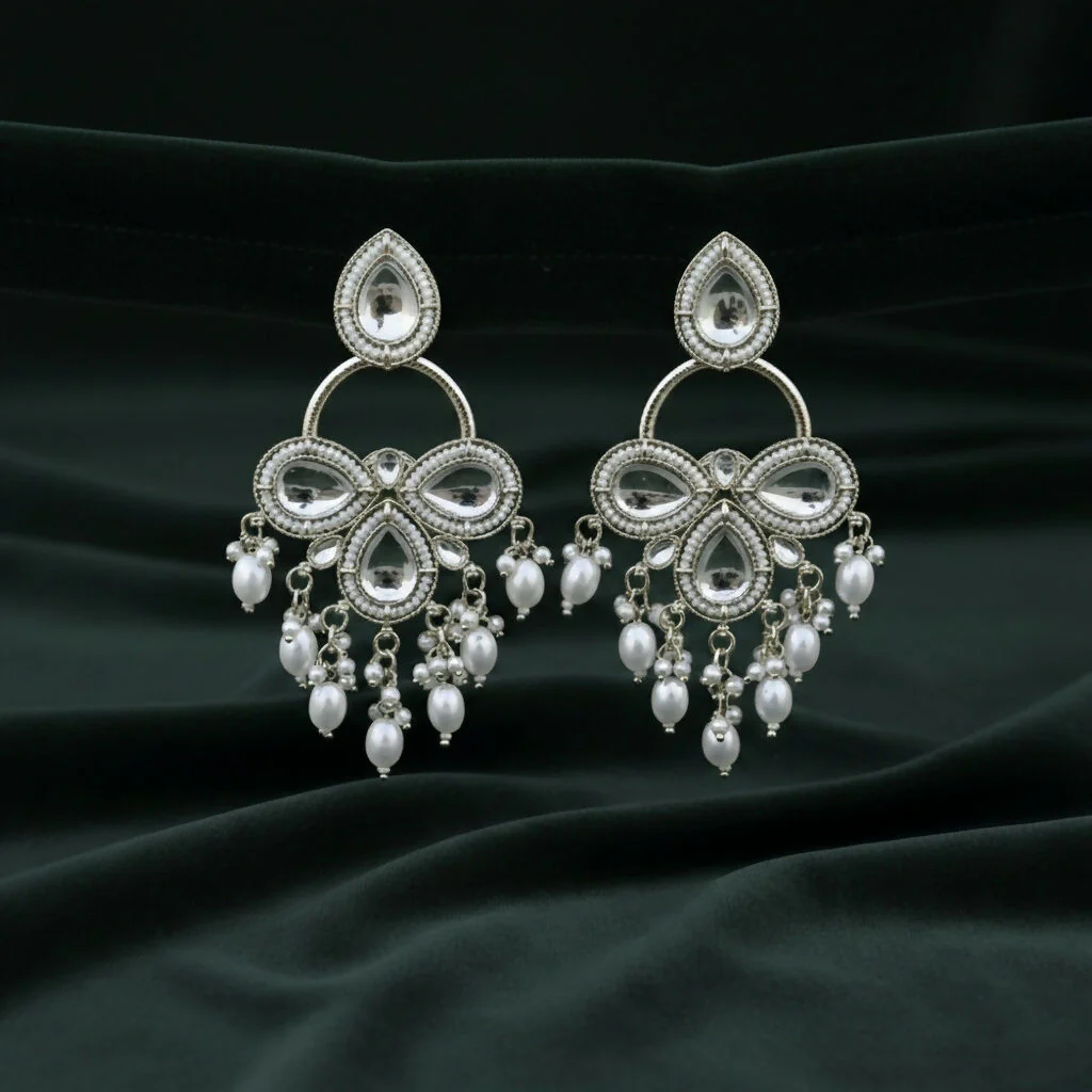 Elegant Dangle Earrings with Pearl Drops earrings - Image 2