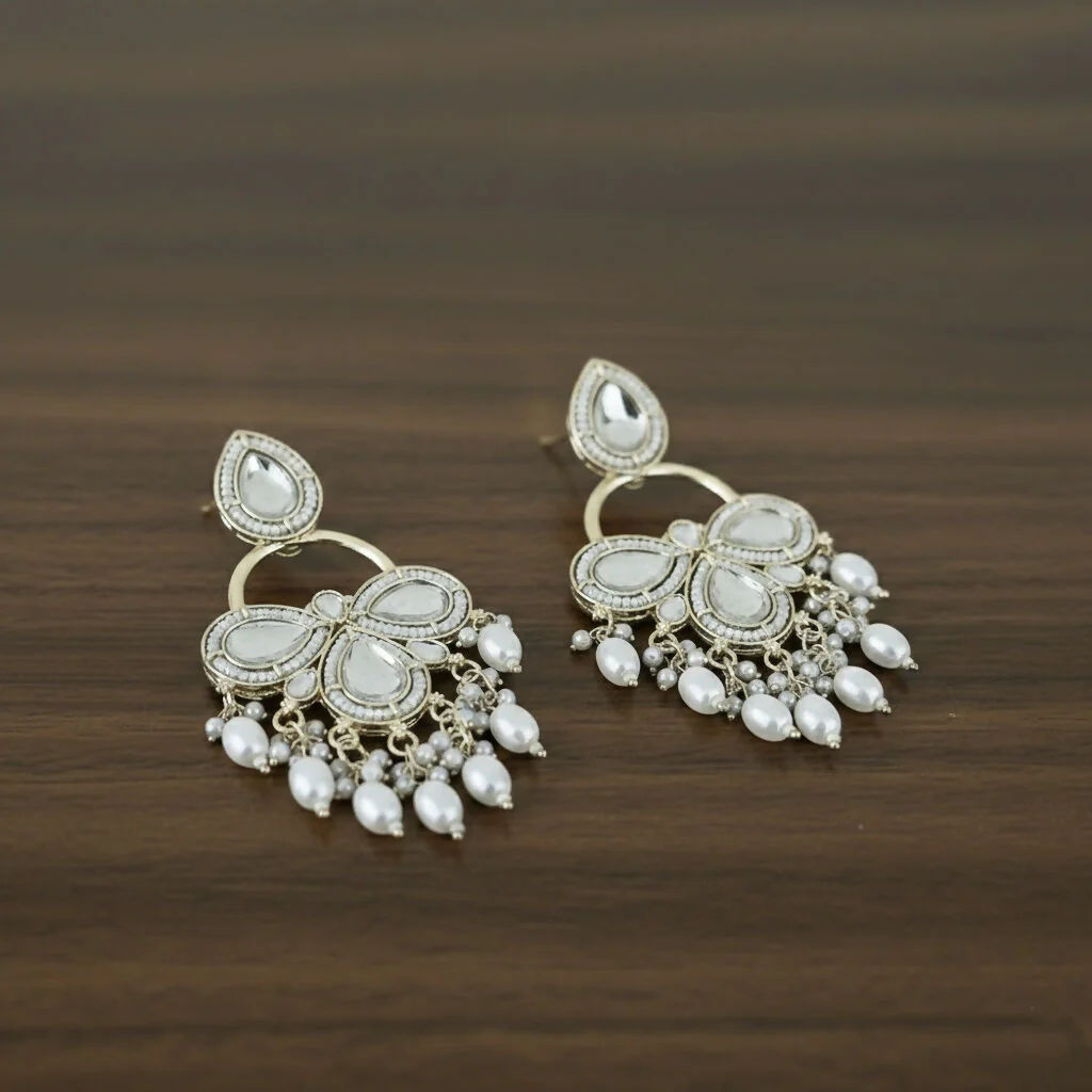 Elegant Dangle Earrings with Pearl Drops earrings - Image 4