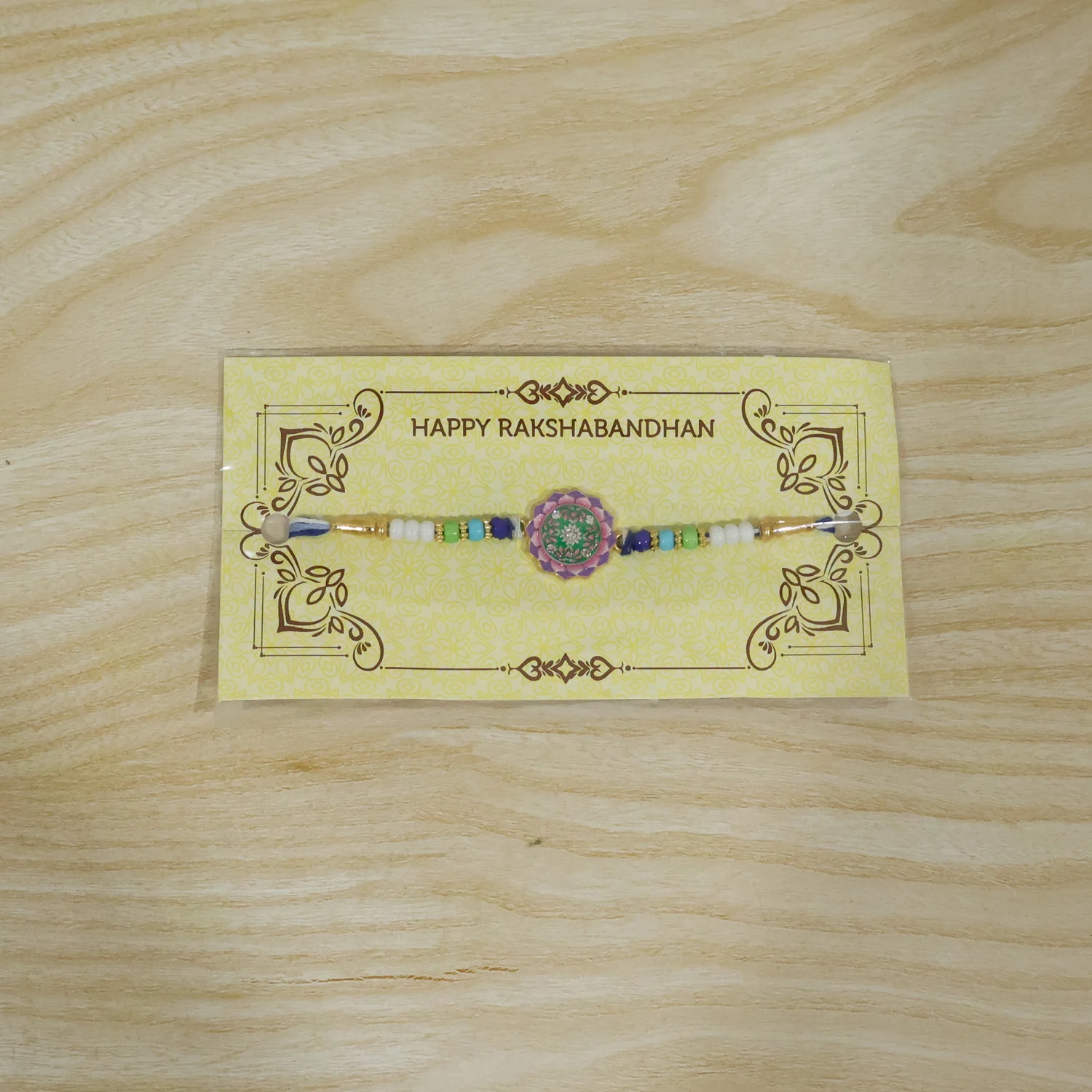 Elegant Designer Rakhi with Floral Stone (1 Pc) - Image 9