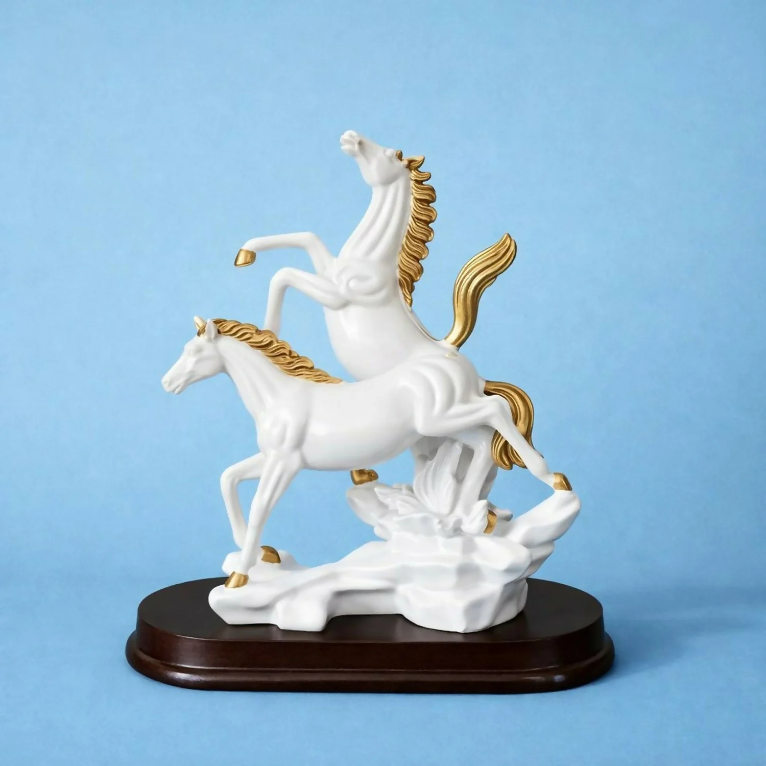 Elegant Double Horse Decorative Showpiece Statue for Home & Office - Image 2