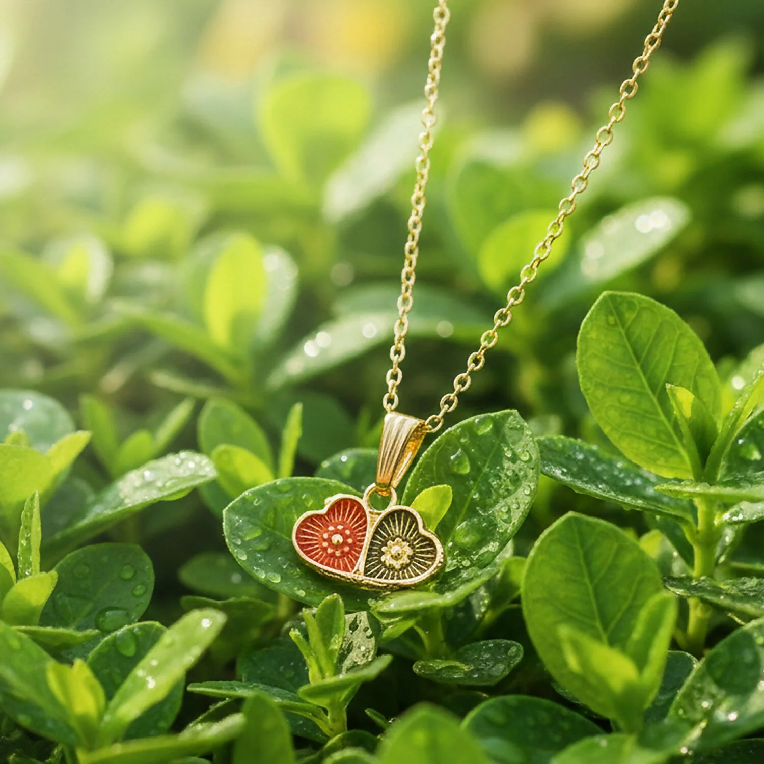 Elegant Dual Heart Design Pendant Necklace with Chain for Women - Image 4