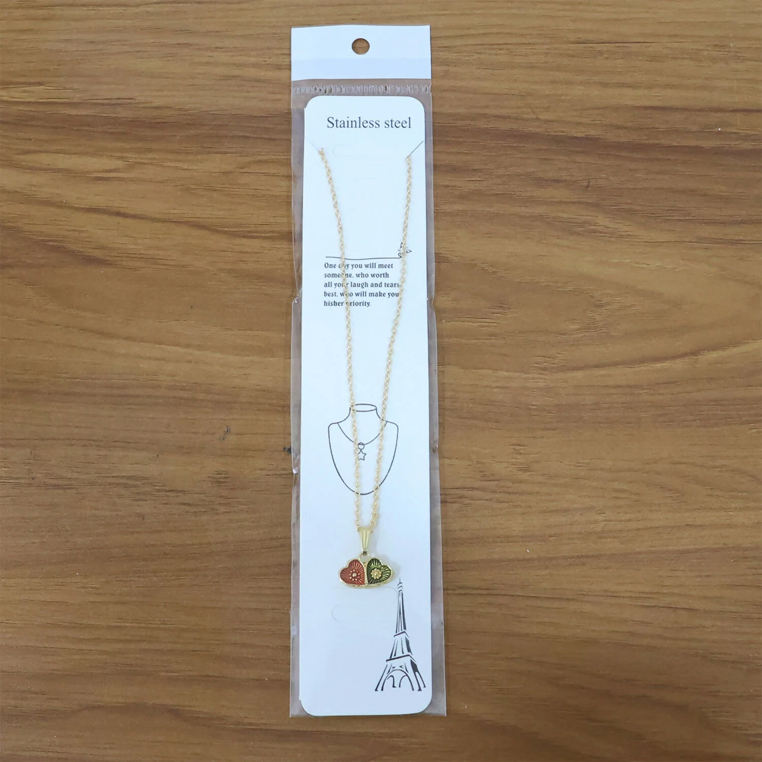 Elegant Dual Heart Design Pendant Necklace with Chain for Women - Image 7