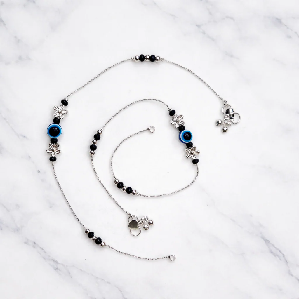 Elegant Evil Eye Silver Payal for Women - Image 3