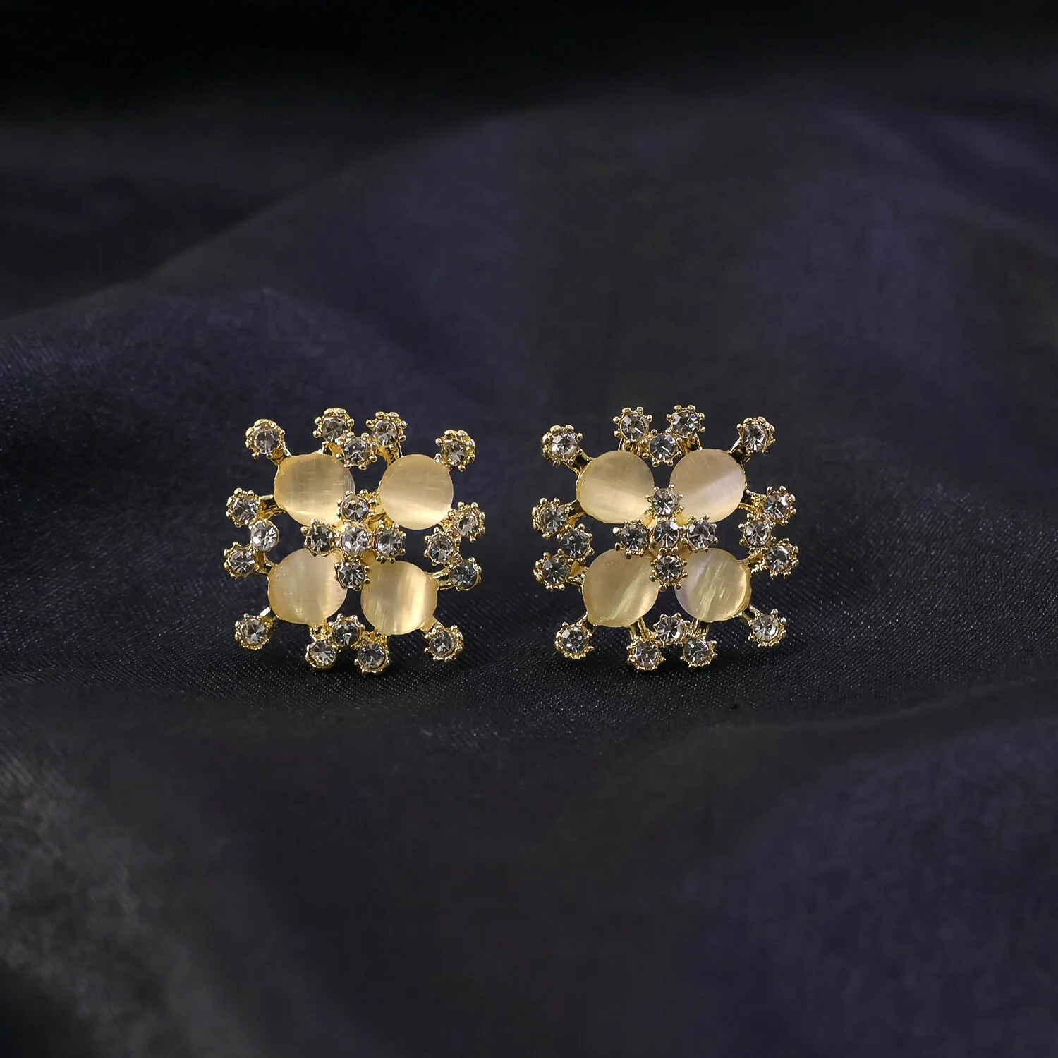 Elegant Floral Crystal Stud Earrings for Women And Girls - Image 2