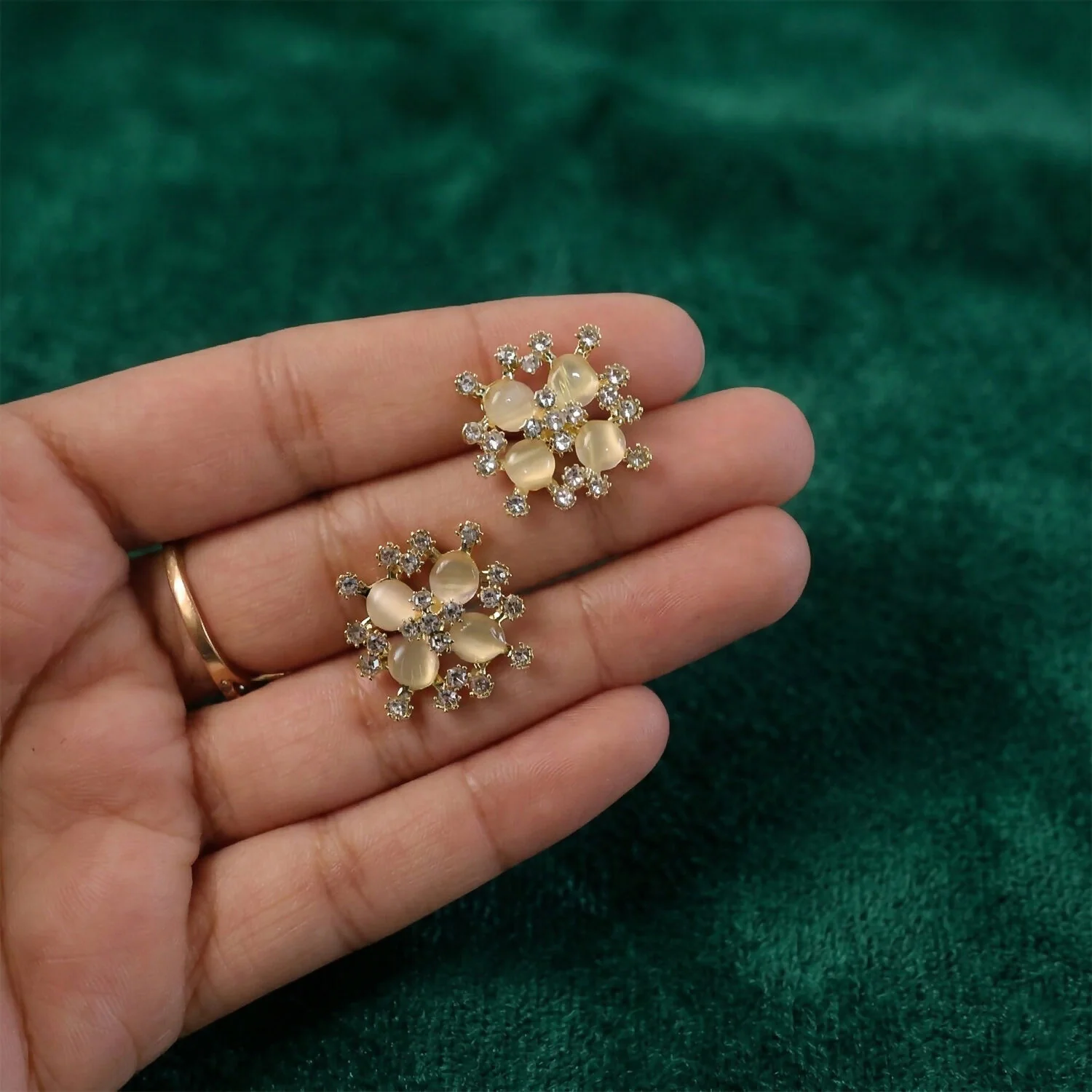 Elegant Floral Crystal Stud Earrings for Women And Girls - Image 3