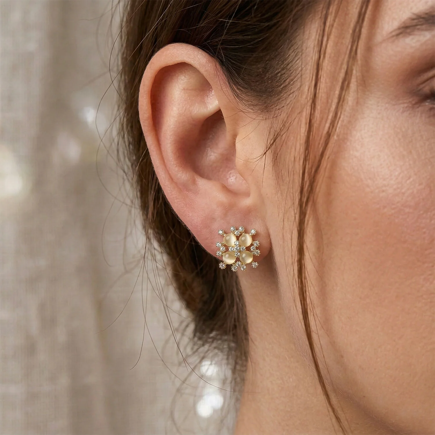 Elegant Floral Crystal Stud Earrings for Women And Girls - Image 4
