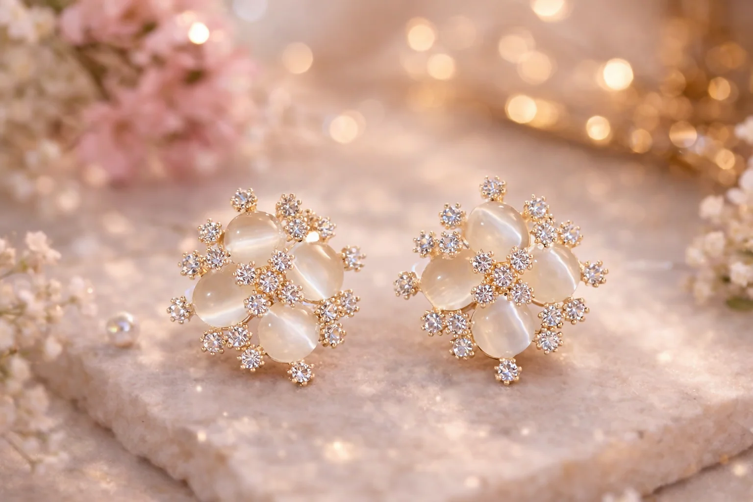 Elegant Floral Crystal Stud Earrings for Women And Girls - Image 6