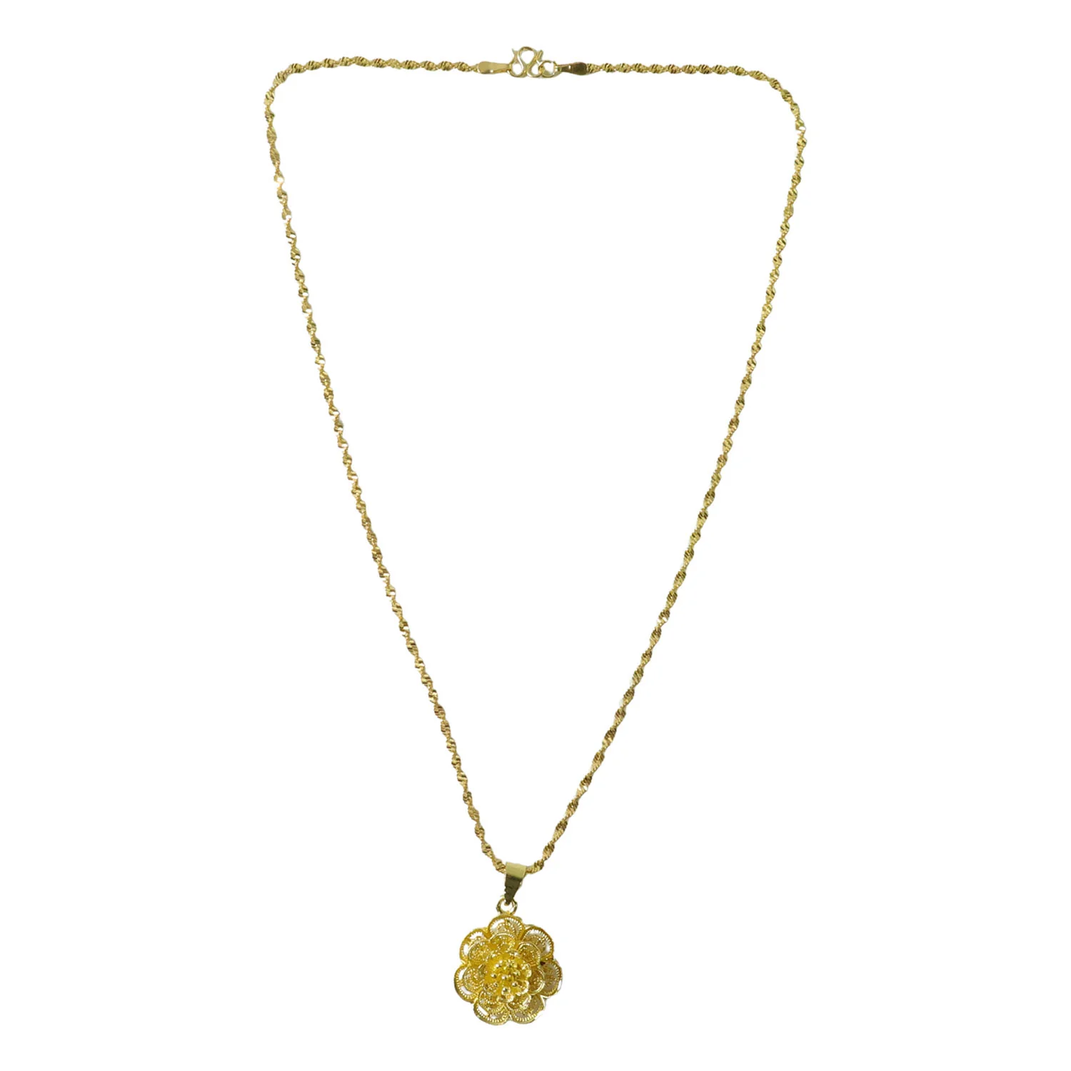 Elegant Floral Design Gold Plated Pendant Necklace (1 Pc) - Image 4