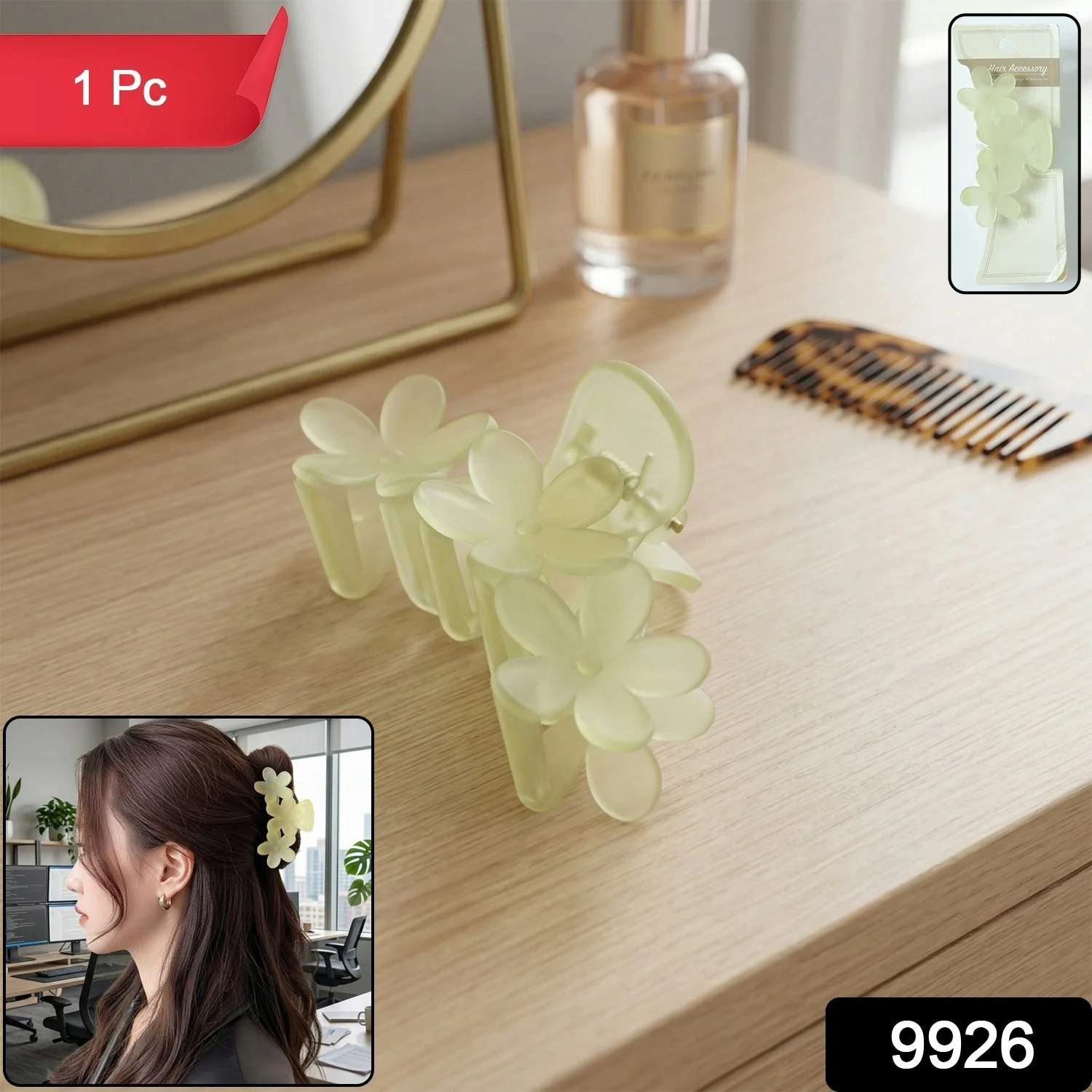 Elegant Floral Design Hair Claw Clip for Women (1 Pc) - Image 2