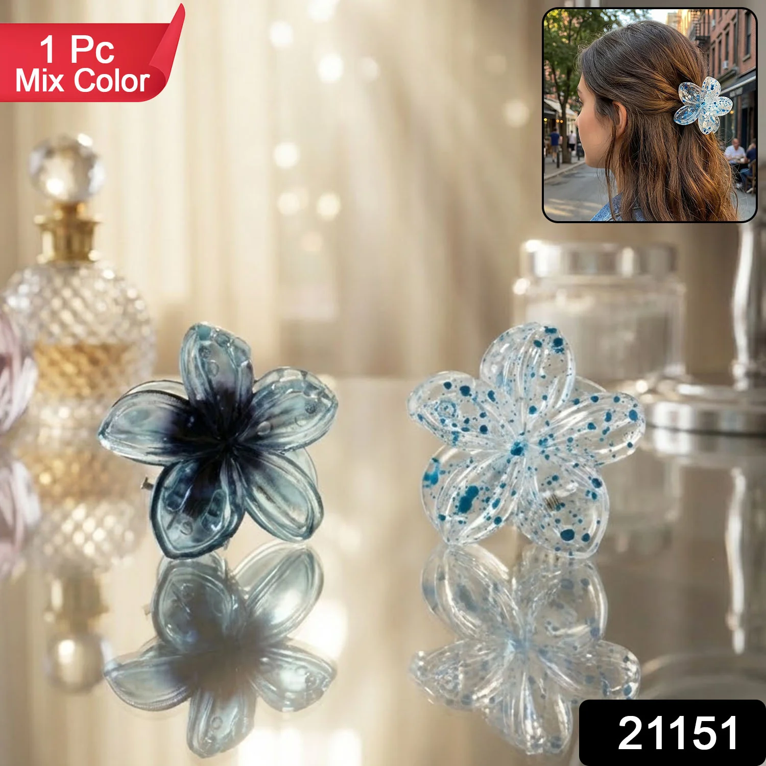 Elegant Floral Design Hair Clip (1 Piece, Mix Color) - Image 2