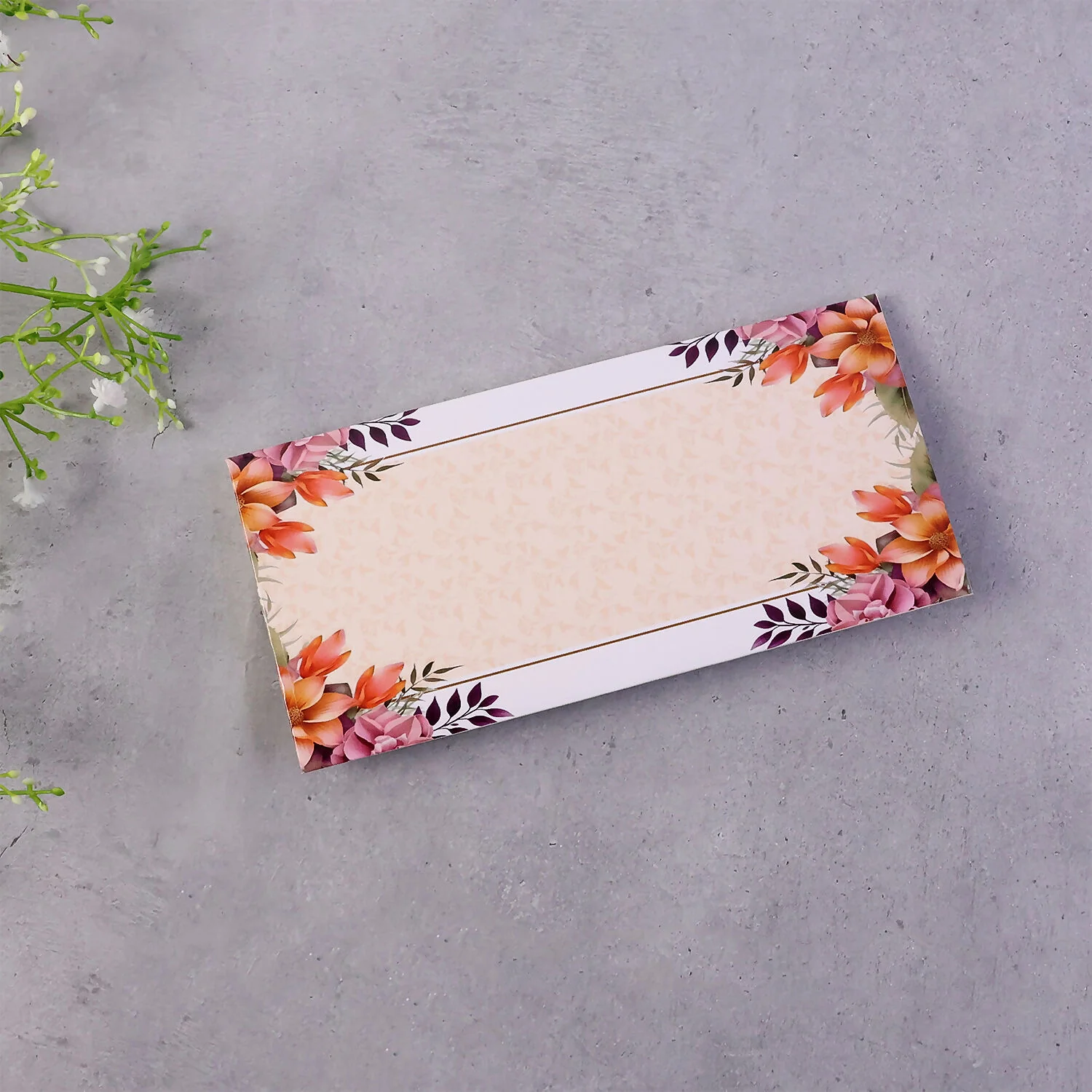 Elegant Floral Pattern A4 Size Money Gift Envelopes in Soft Peach Tone for Wedding, Festive & Cash Gifting – Pack of 10 - Image 4