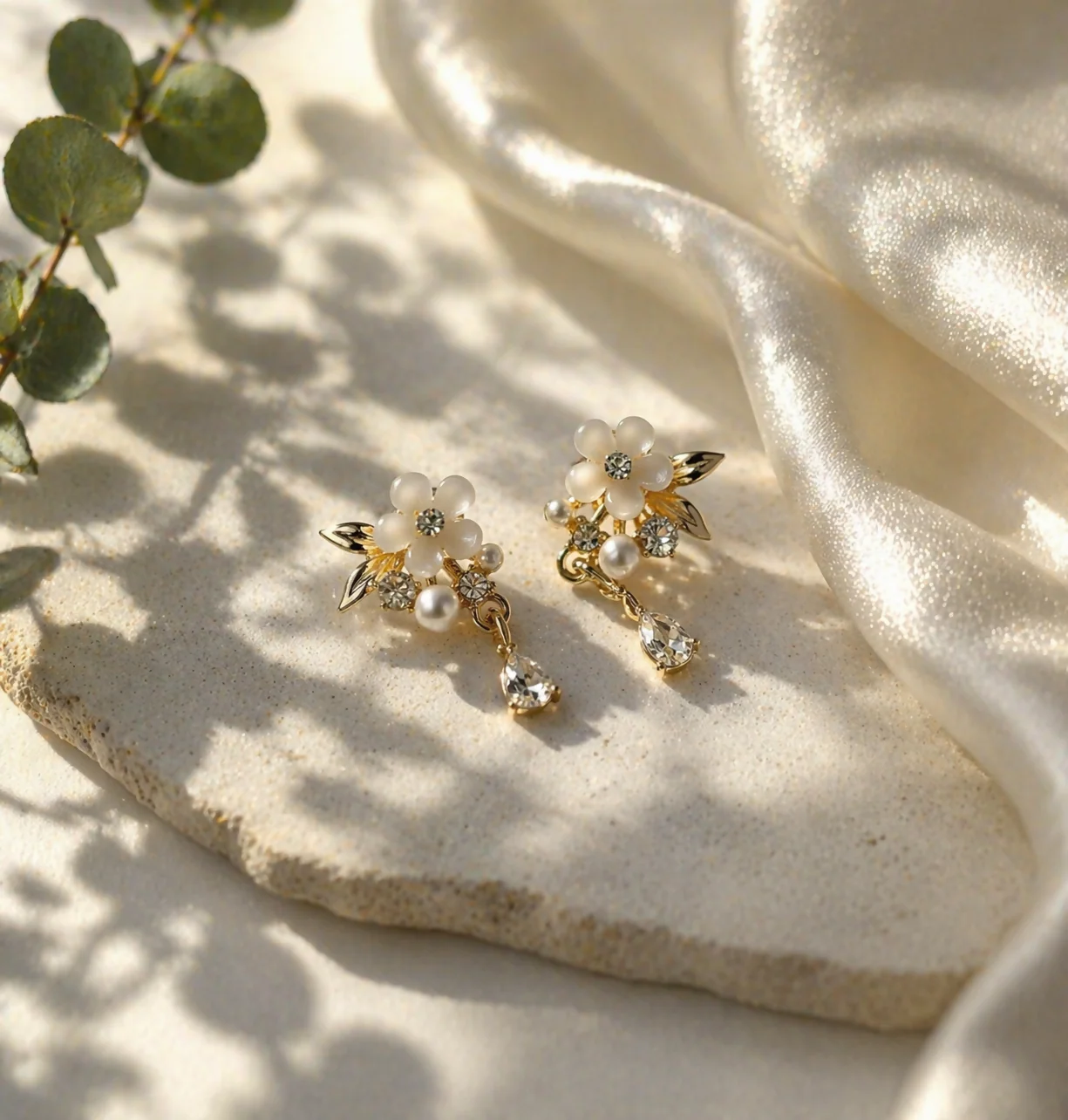 Elegant Floral Pearl Drop Earrings for Women Gold Plated Designer Party Wear Jewelry - Image 4